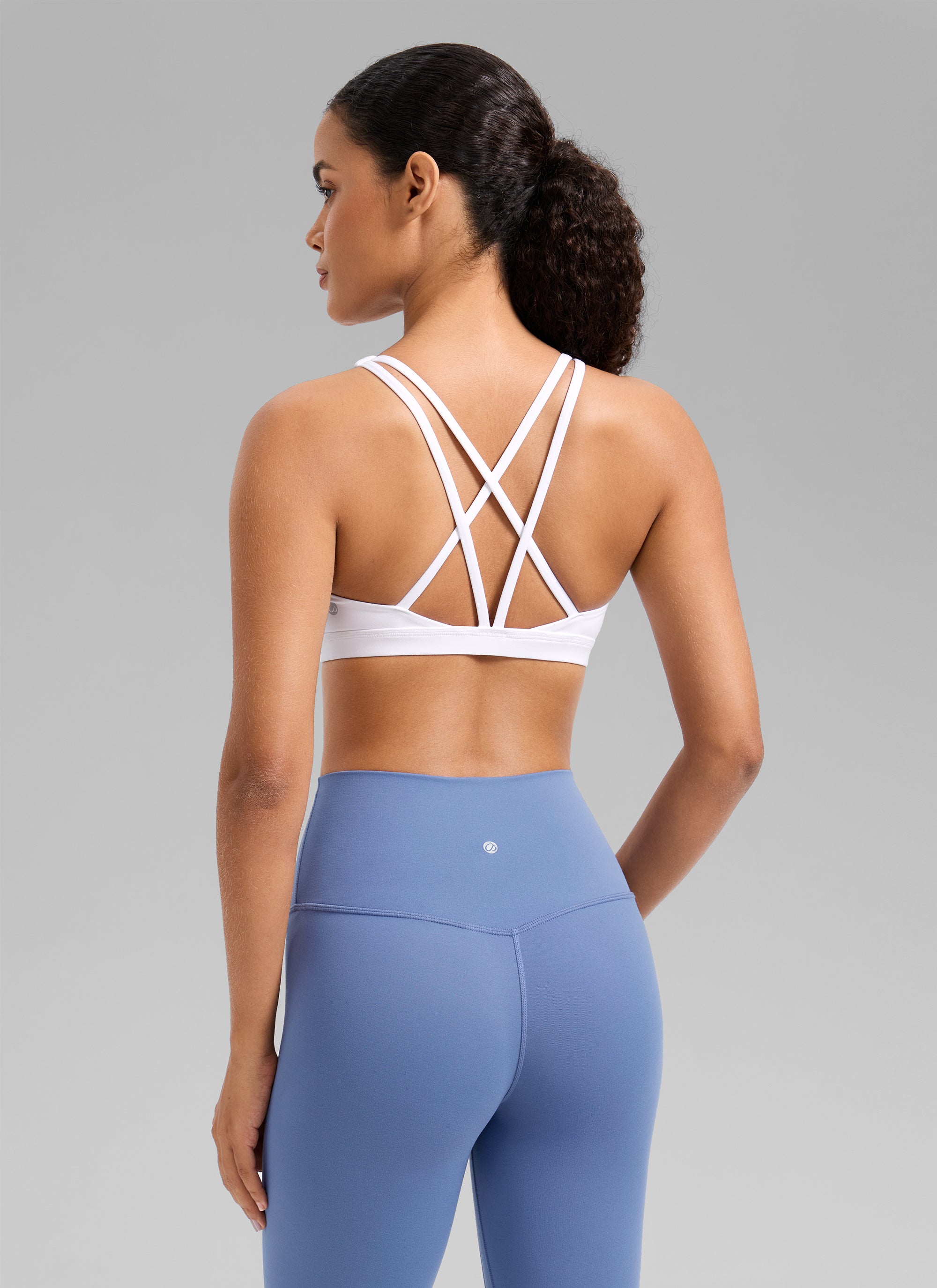 CRZ YOGA Damen Butterlift Riemchen BH Niedriger Schnitt U-Ausschnitt Weiss