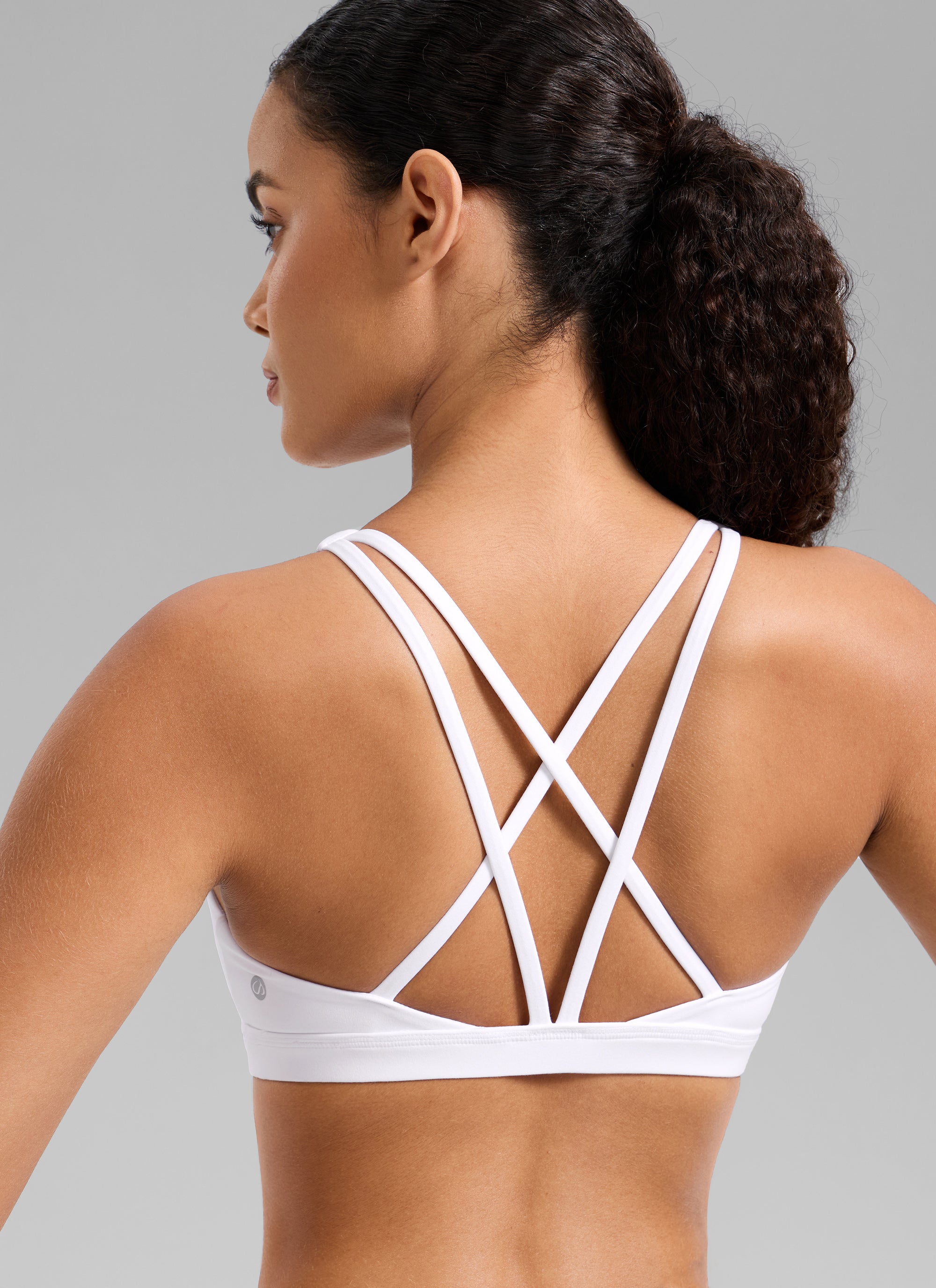 CRZ YOGA Damen Butterlift Riemchen BH Niedriger Schnitt U-Ausschnitt Weiss
