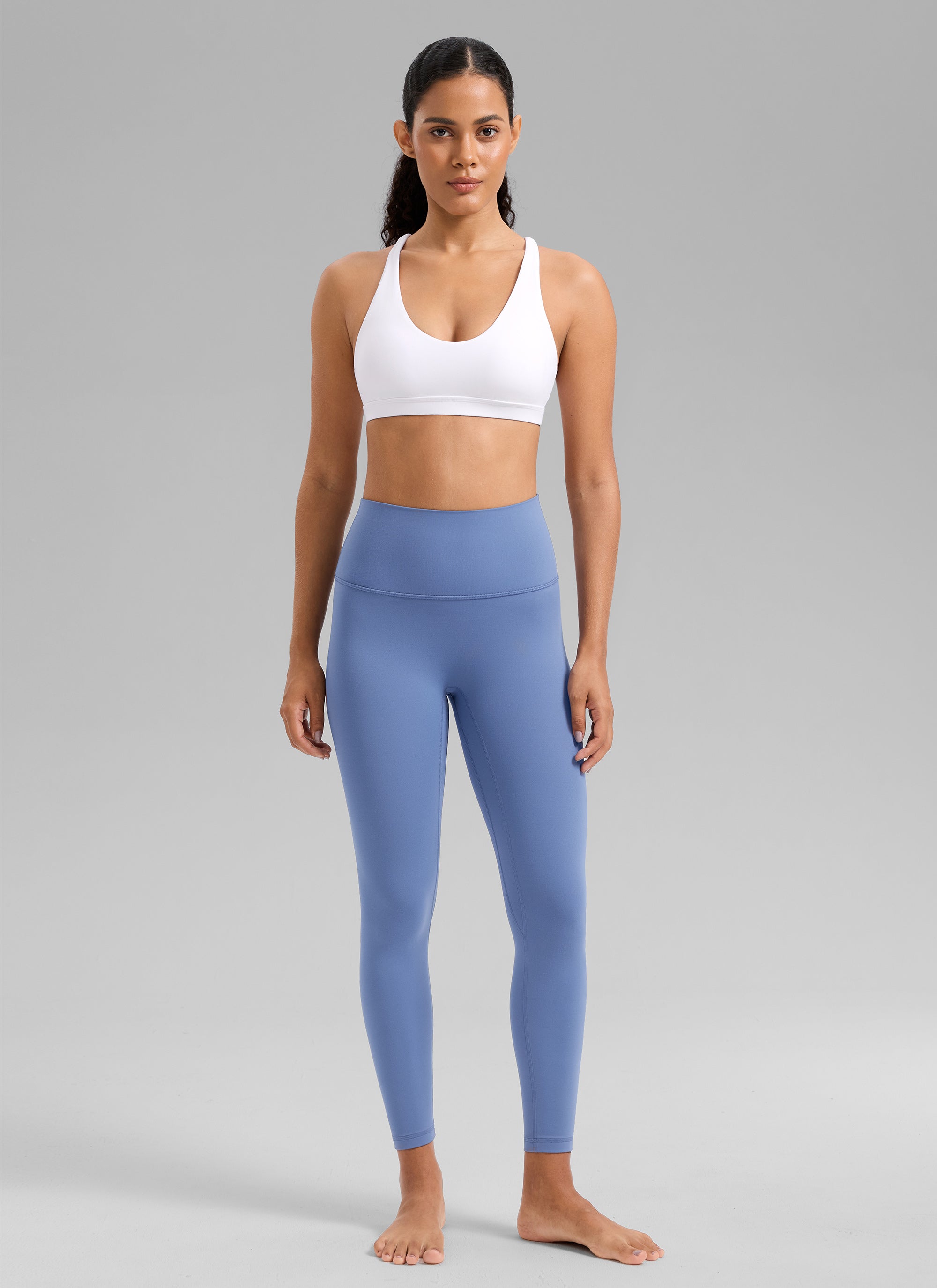 CRZ YOGA Damen Butterlift Riemchen BH Niedriger Schnitt U-Ausschnitt Weiss