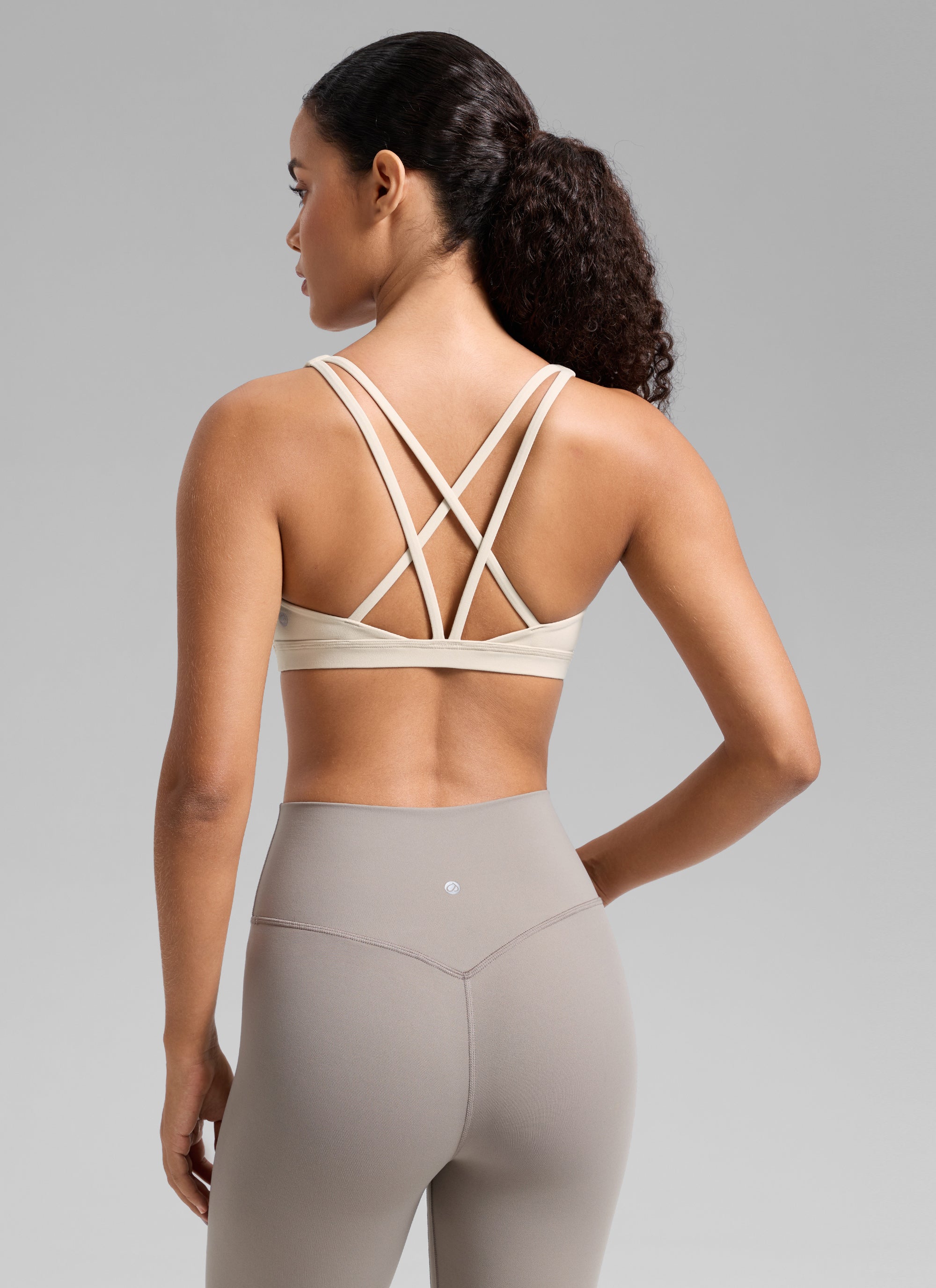CRZ YOGA Damen Butterlift Riemchen BH Niedriger Schnitt U-Ausschnitt Mojave-Braun