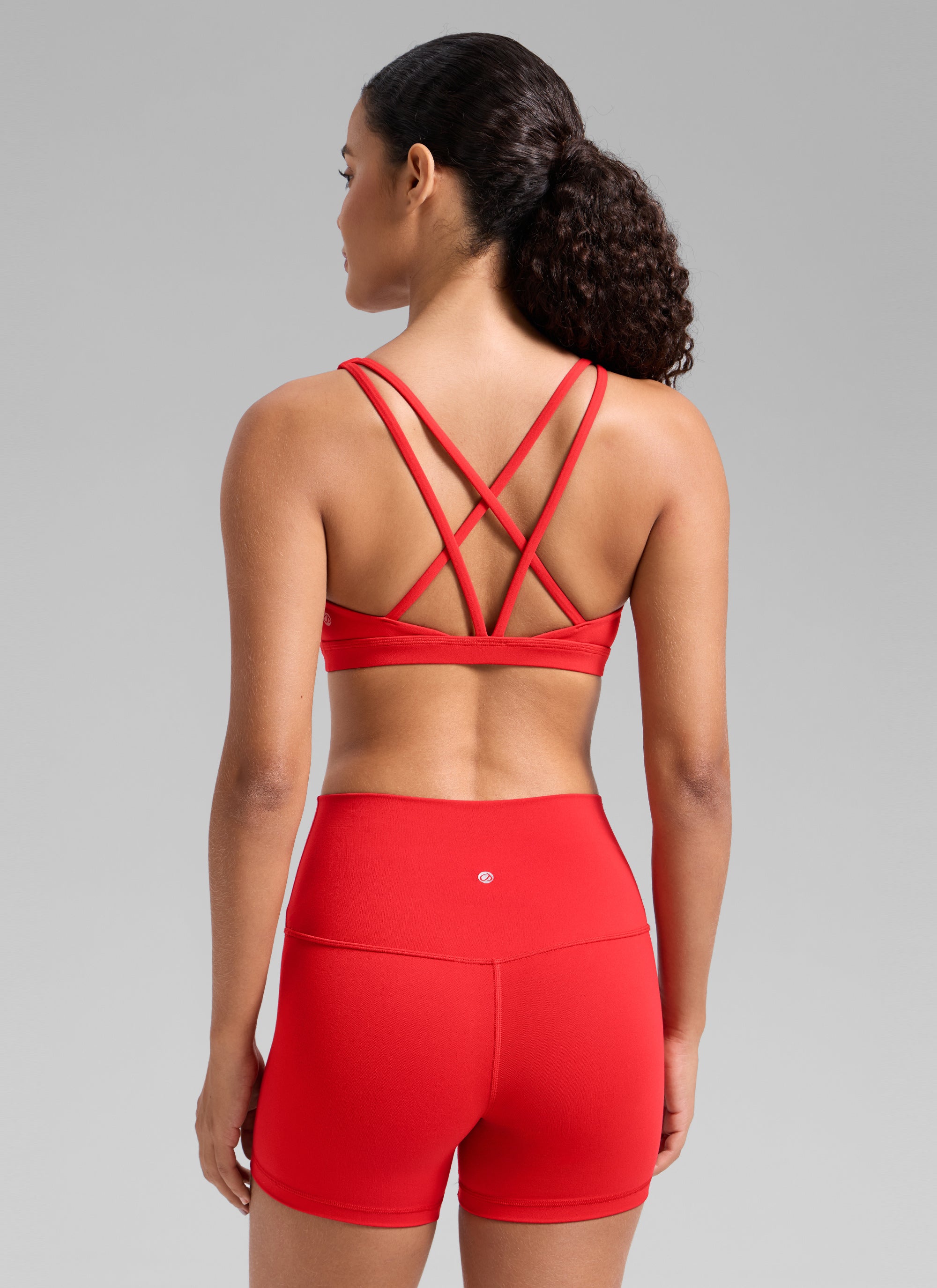 CRZ YOGA Damen Butterlift Riemchen BH Niedriger Schnitt U-Ausschnitt Tiefrot