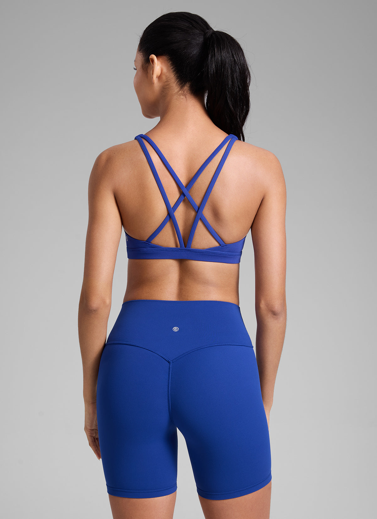CRZ YOGA Damen Butterlift Riemchen BH Niedriger Schnitt U-Ausschnitt Wellen Blau