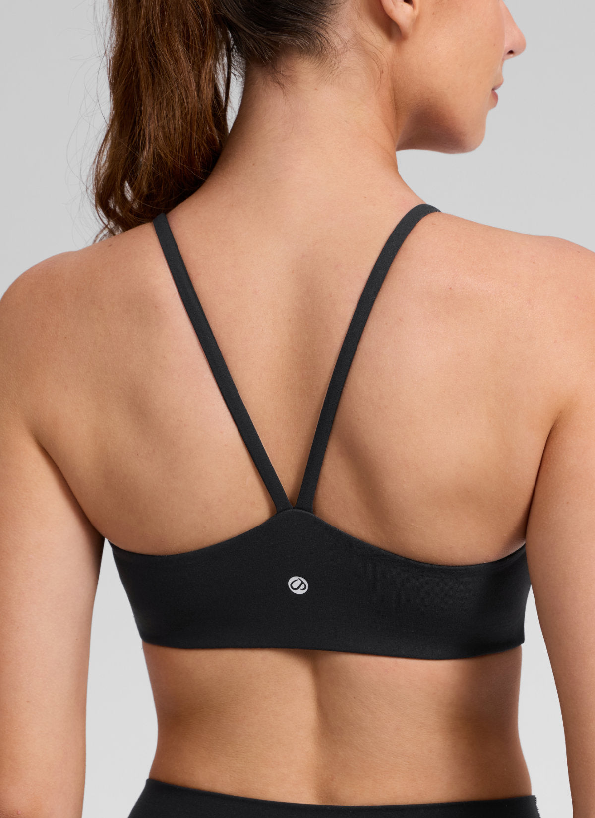 CRZ YOGA Damen Butterlift Doppelt Gefüttert V-Rücken Sports BHs Schwarz
