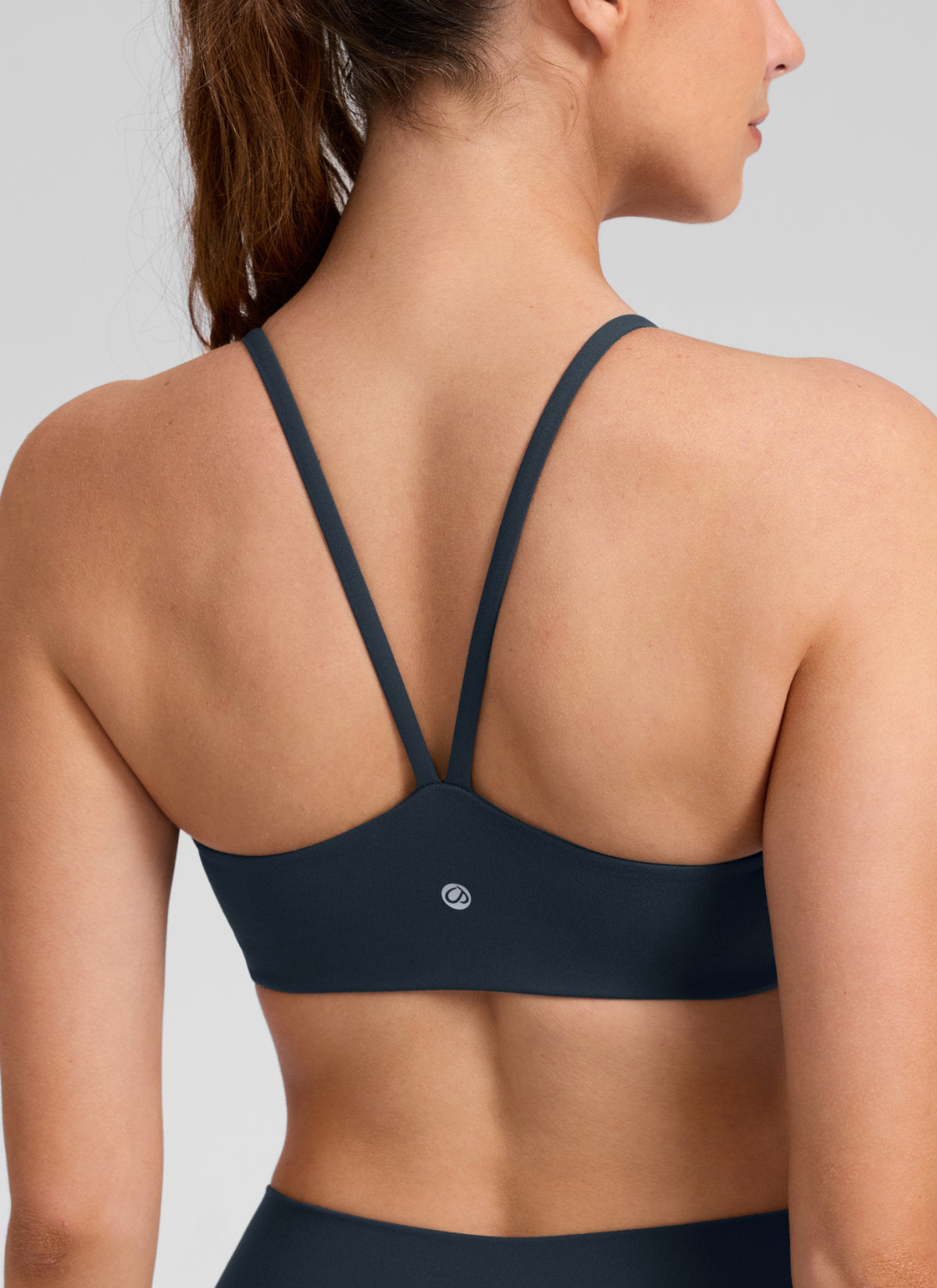 CRZ YOGA Damen Butterlift Doppelt Gefüttert V-Rücken Sports BHs Echte Marine