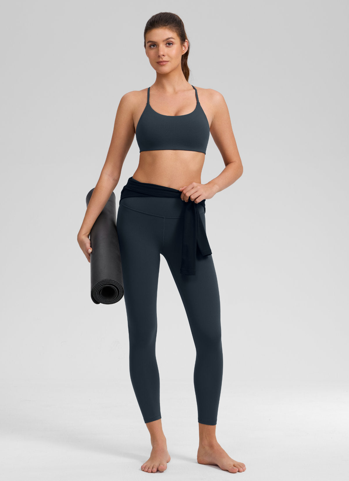 CRZ YOGA Damen Butterlift Doppelt Gefüttert V-Rücken Sports BHs Echte Marine