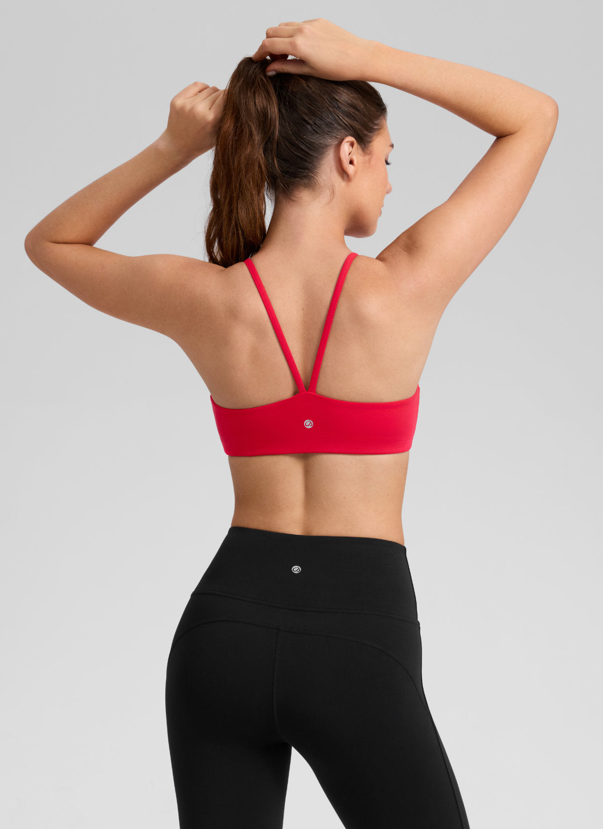 CRZ YOGA Damen Butterlift Doppelt Gefüttert V-Rücken Sports BHs Aurora Rot