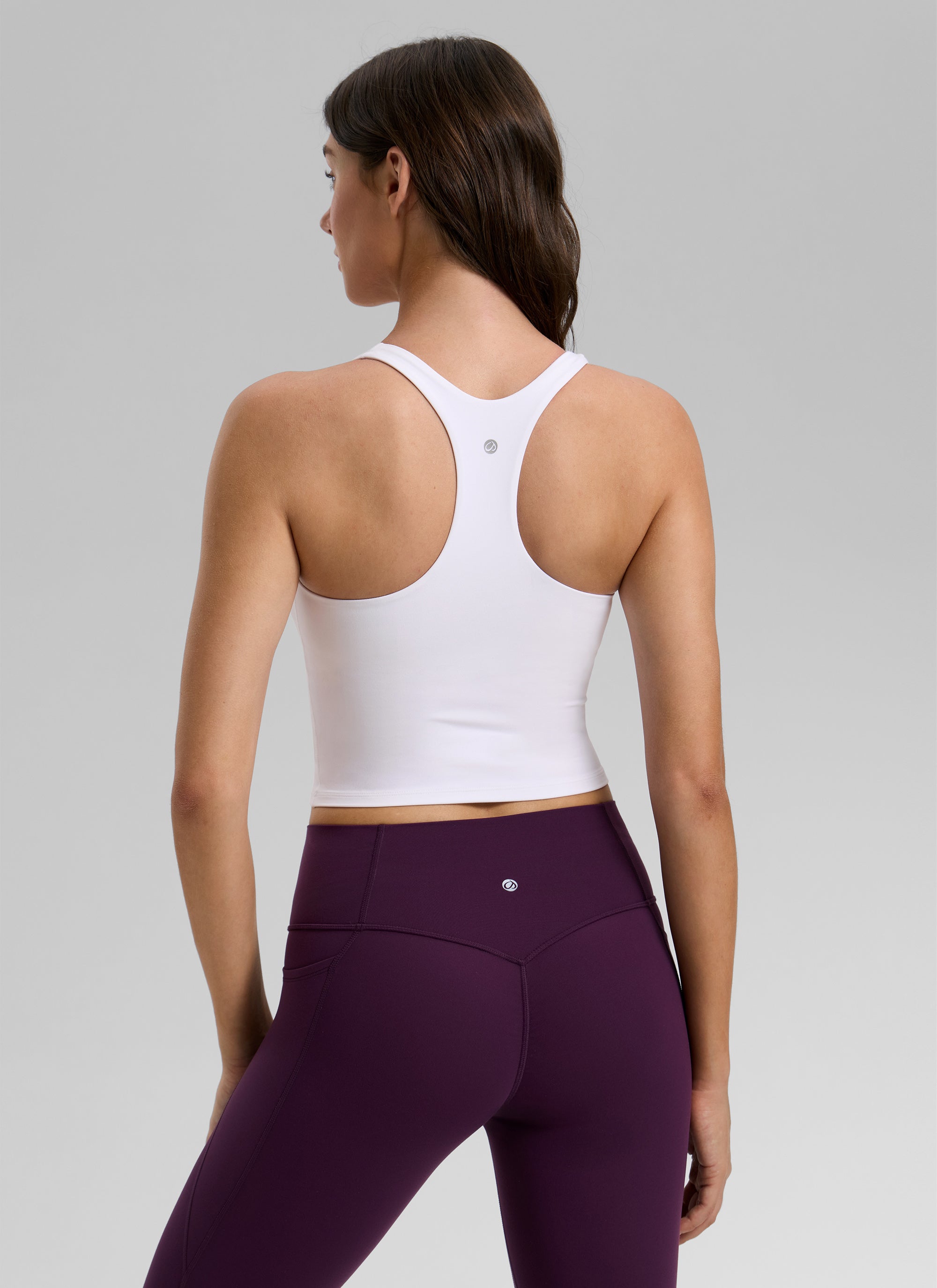 CRZ YOGA Damen Butterlift Quadratischer Hals Racerback Sports BH Weiss