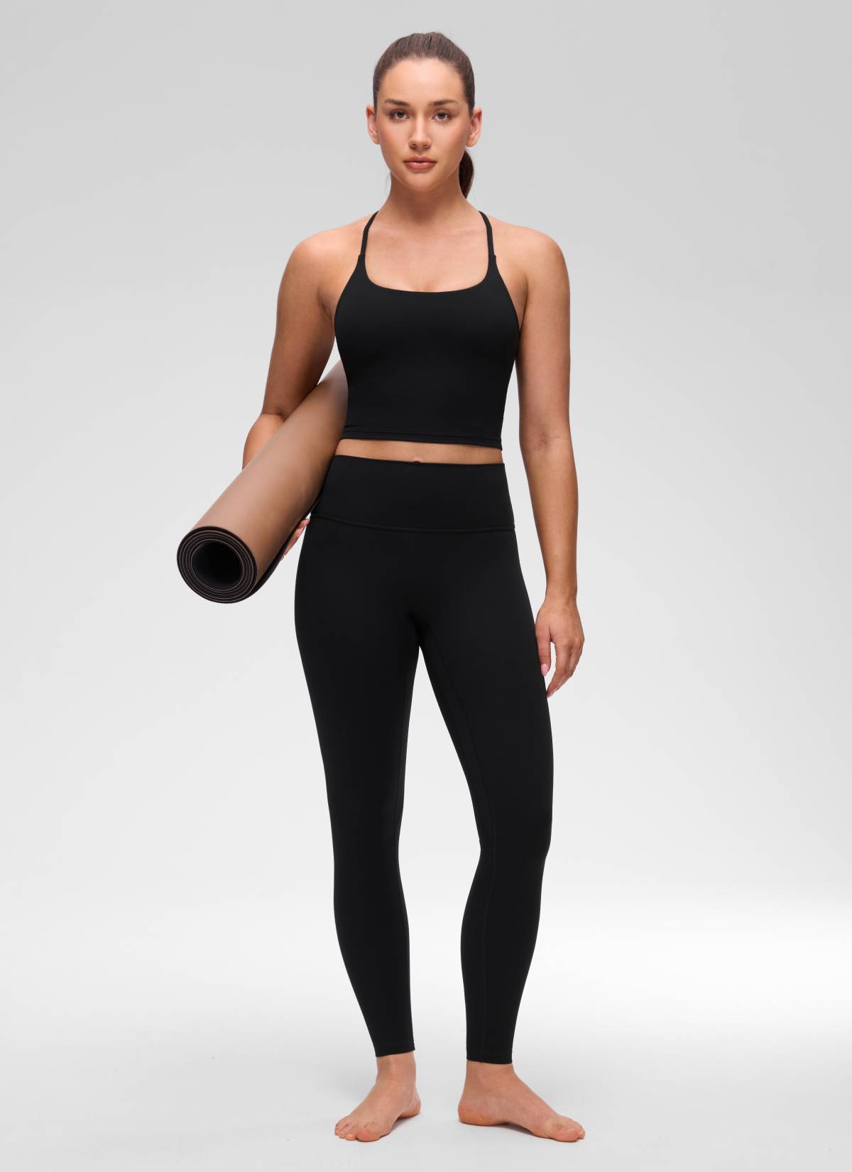CRZ YOGA Damen Butterluxe Verdrehter Rücken Crop Longline Tanktops Schwarz