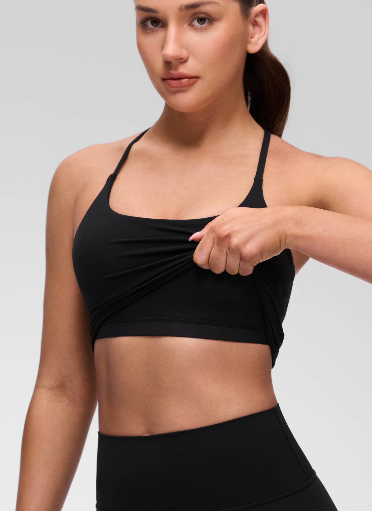 CRZ YOGA Damen Butterluxe Verdrehter Rücken Crop Longline Tanktops Schwarz