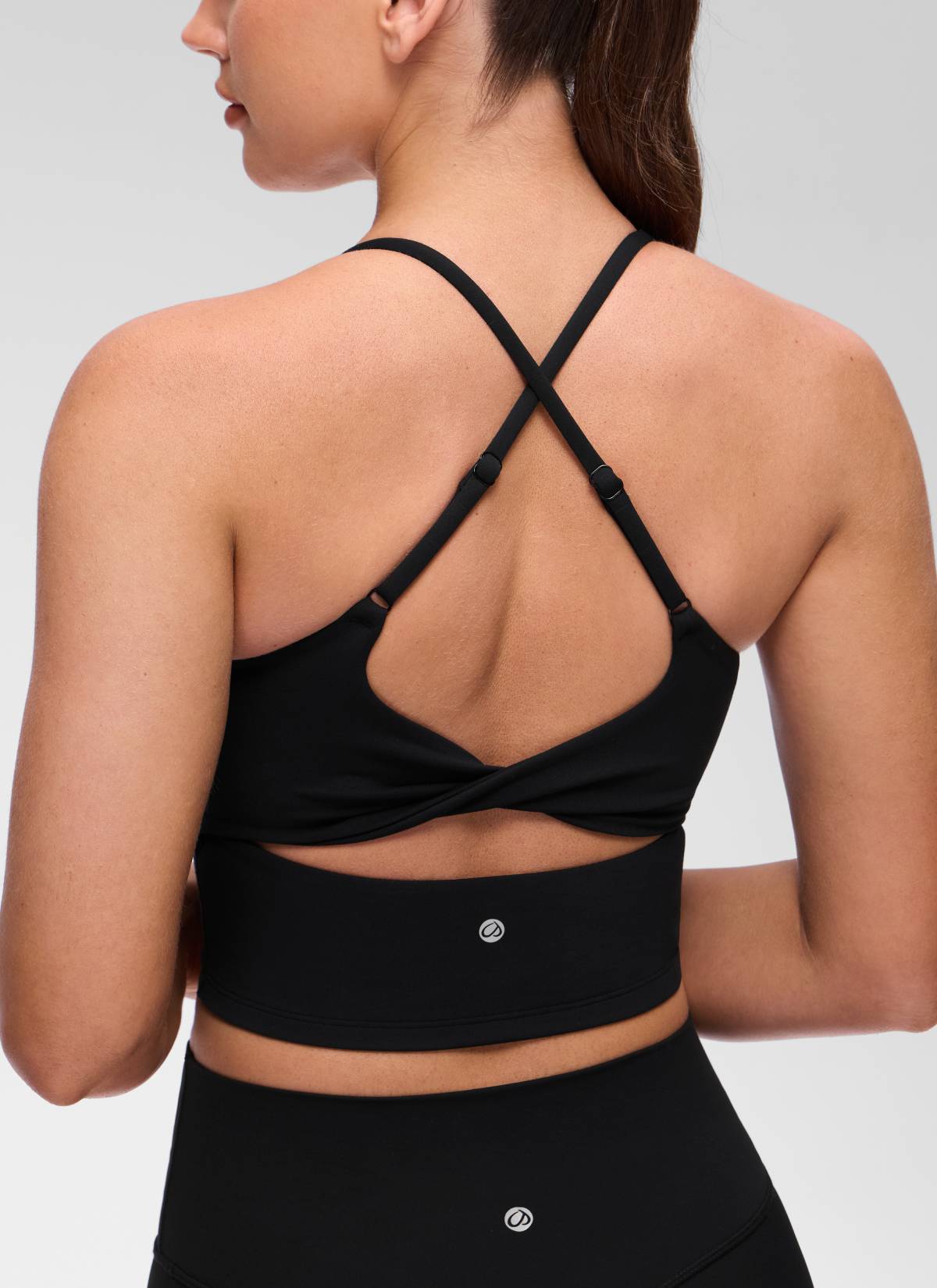 CRZ YOGA Damen Butterluxe Verdrehter Rücken Crop Longline Tanktops Schwarz