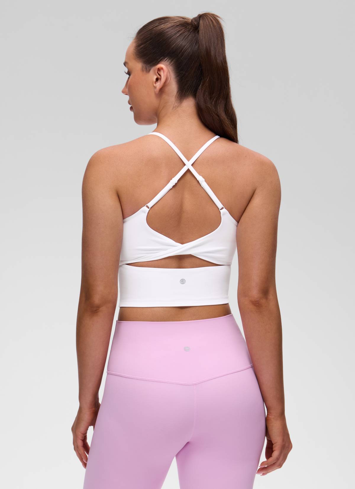CRZ YOGA Damen Butterluxe Verdrehter Rücken Crop Longline Tanktops Weiss