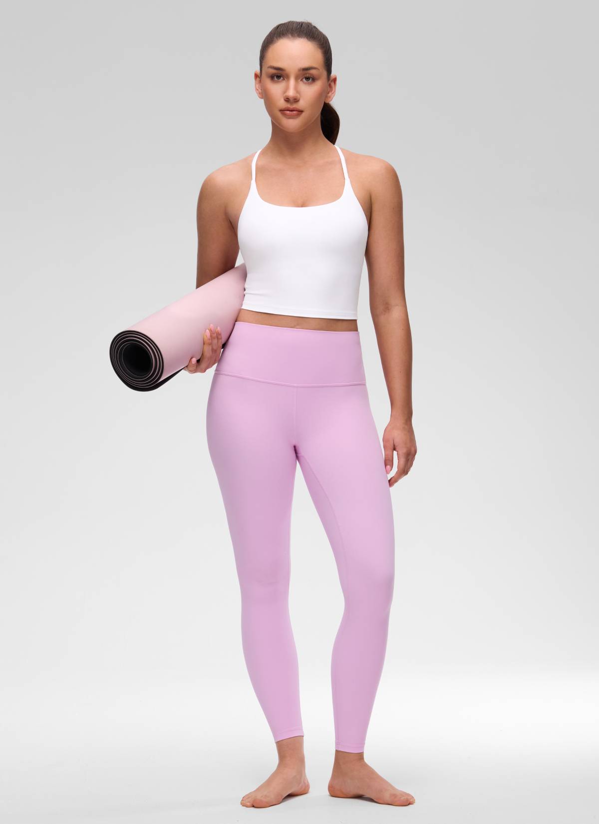 CRZ YOGA Damen Butterluxe Verdrehter Rücken Crop Longline Tanktops Weiss