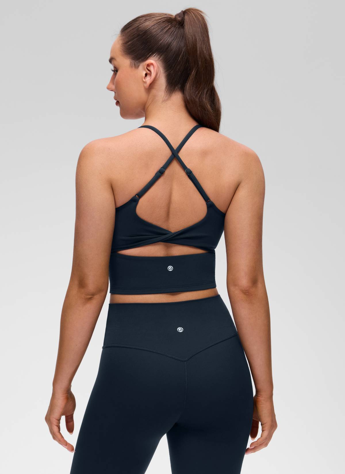 CRZ YOGA Damen Butterluxe Verdrehter Rücken Crop Longline Tanktops Echte Marine