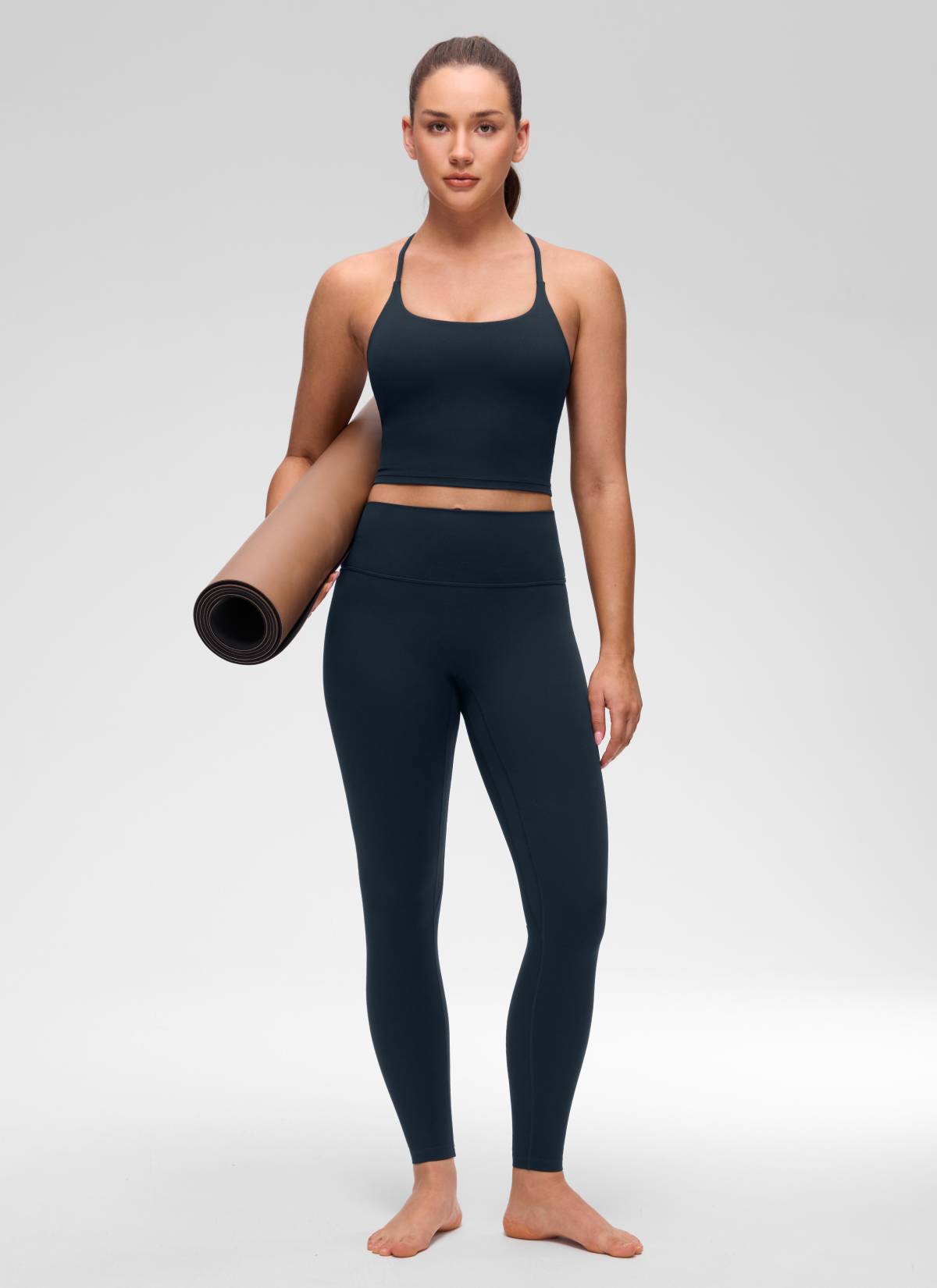CRZ YOGA Damen Butterluxe Verdrehter Rücken Crop Longline Tanktops Echte Marine