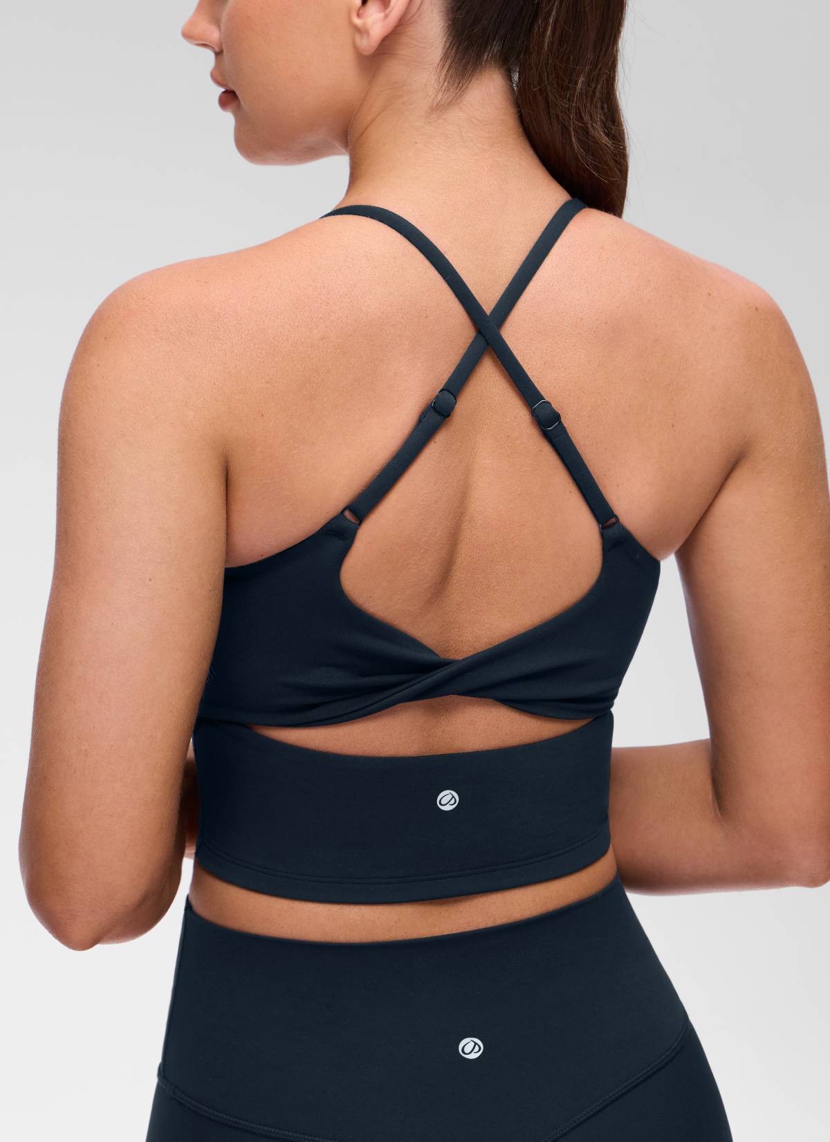 CRZ YOGA Damen Butterluxe Verdrehter Rücken Crop Longline Tanktops Echte Marine
