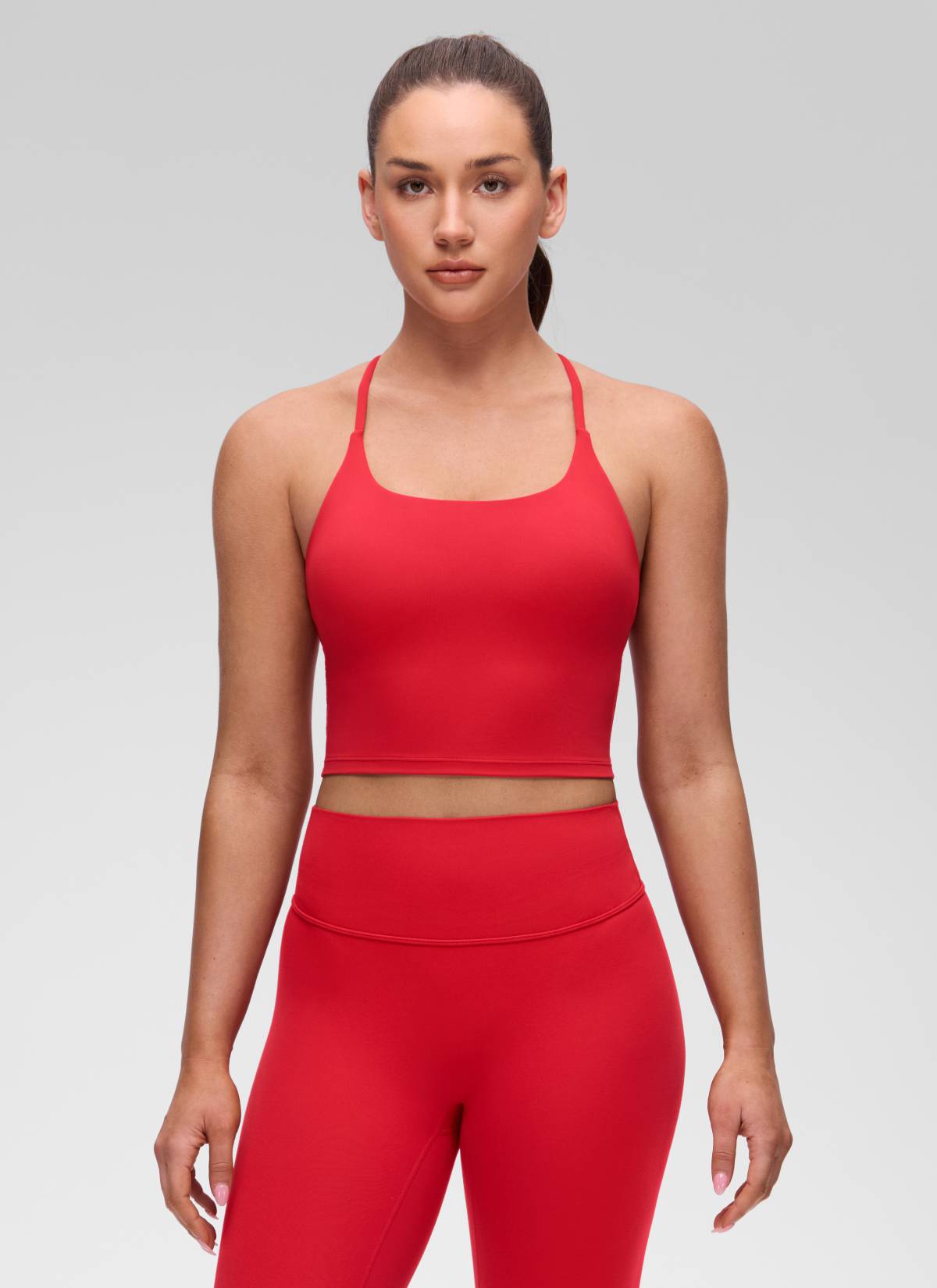 CRZ YOGA Damen Butterluxe Verdrehter Rücken Crop Longline Tanktops Aurora Rot