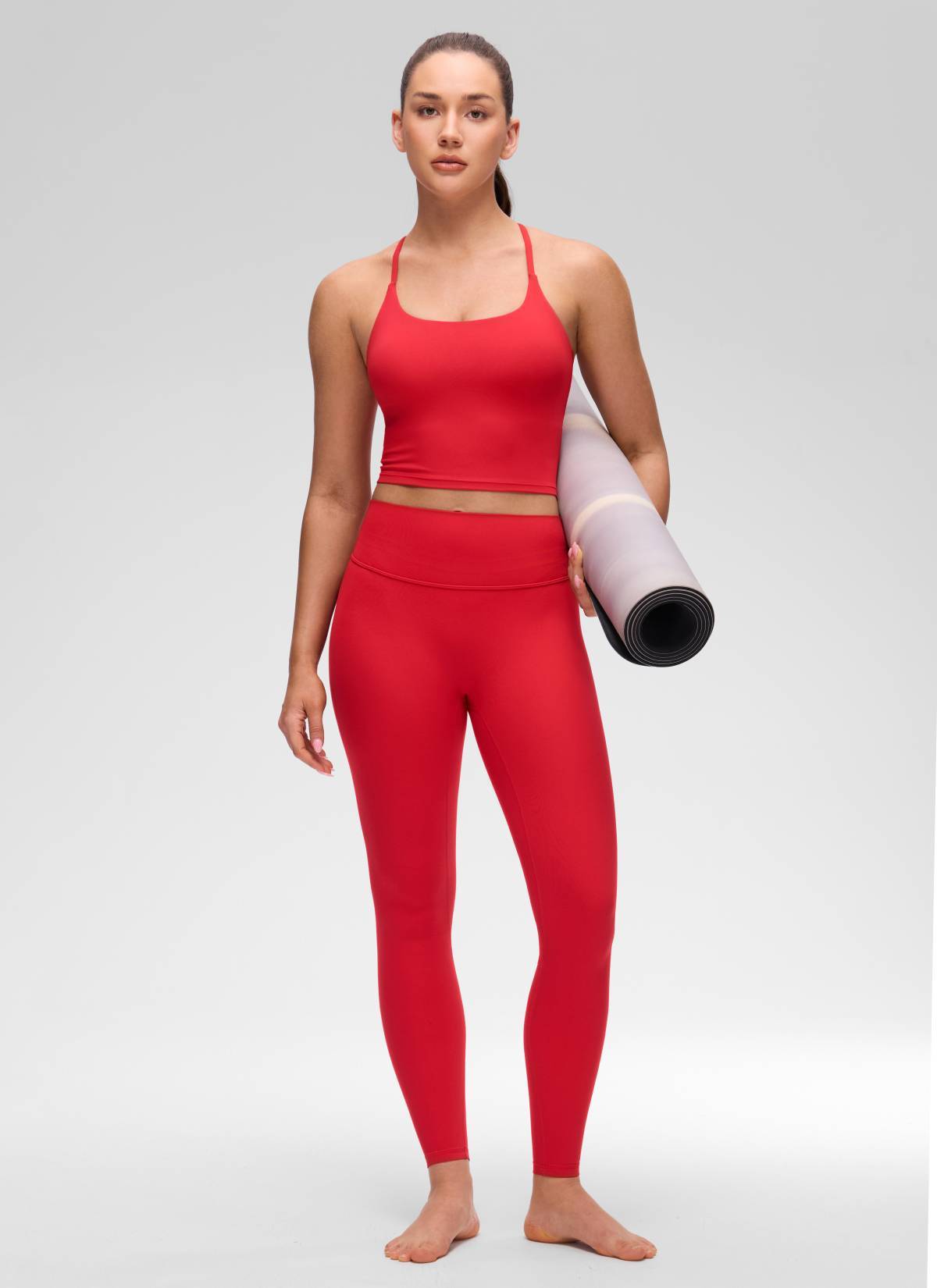CRZ YOGA Damen Butterluxe Verdrehter Rücken Crop Longline Tanktops Aurora Rot