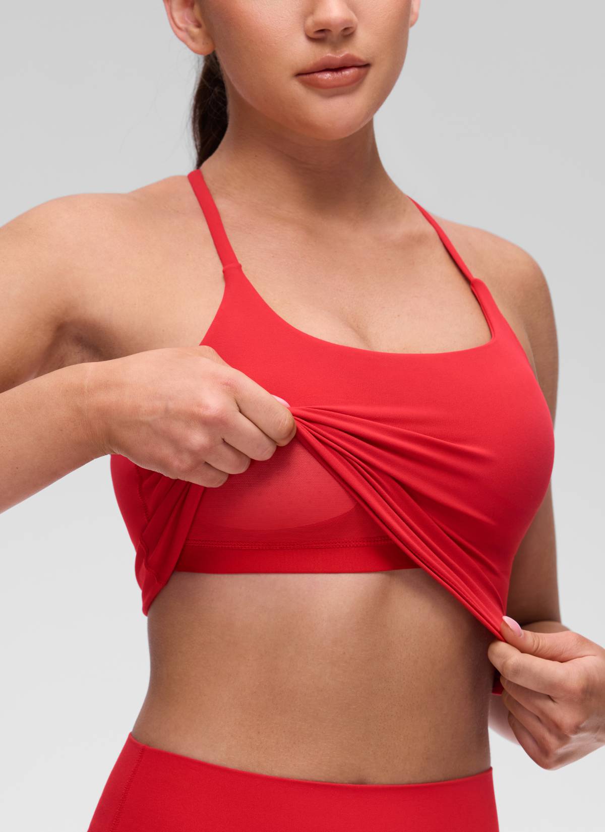 CRZ YOGA Damen Butterluxe Verdrehter Rücken Crop Longline Tanktops Aurora Rot