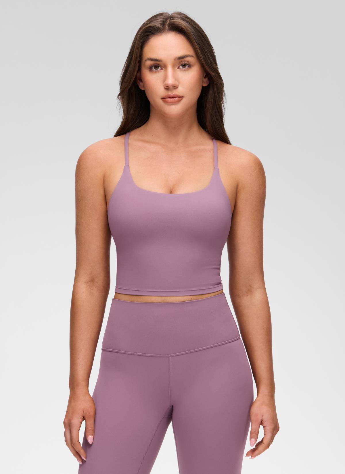 CRZ YOGA Damen Butterluxe Verdrehter Rücken Crop Longline Tanktops Lavendel Hell