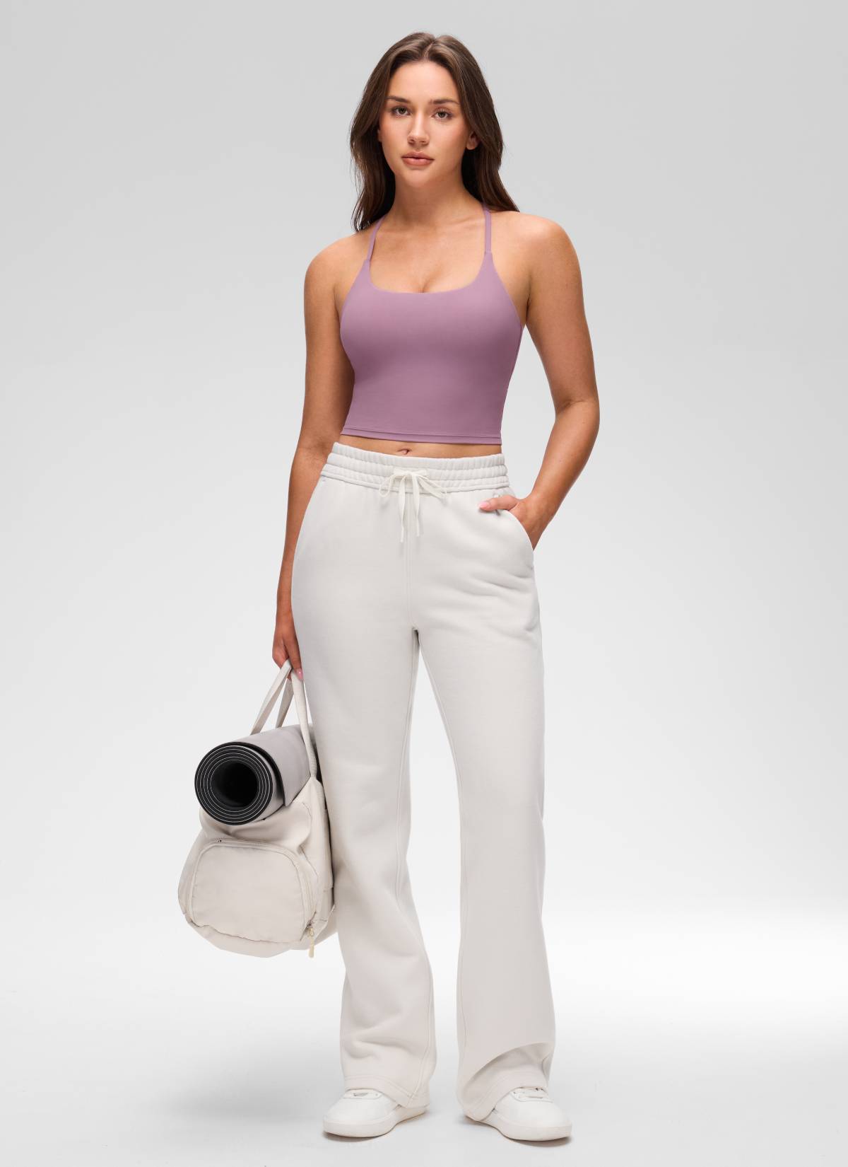CRZ YOGA Damen Butterluxe Verdrehter Rücken Crop Longline Tanktops Lavendel Hell