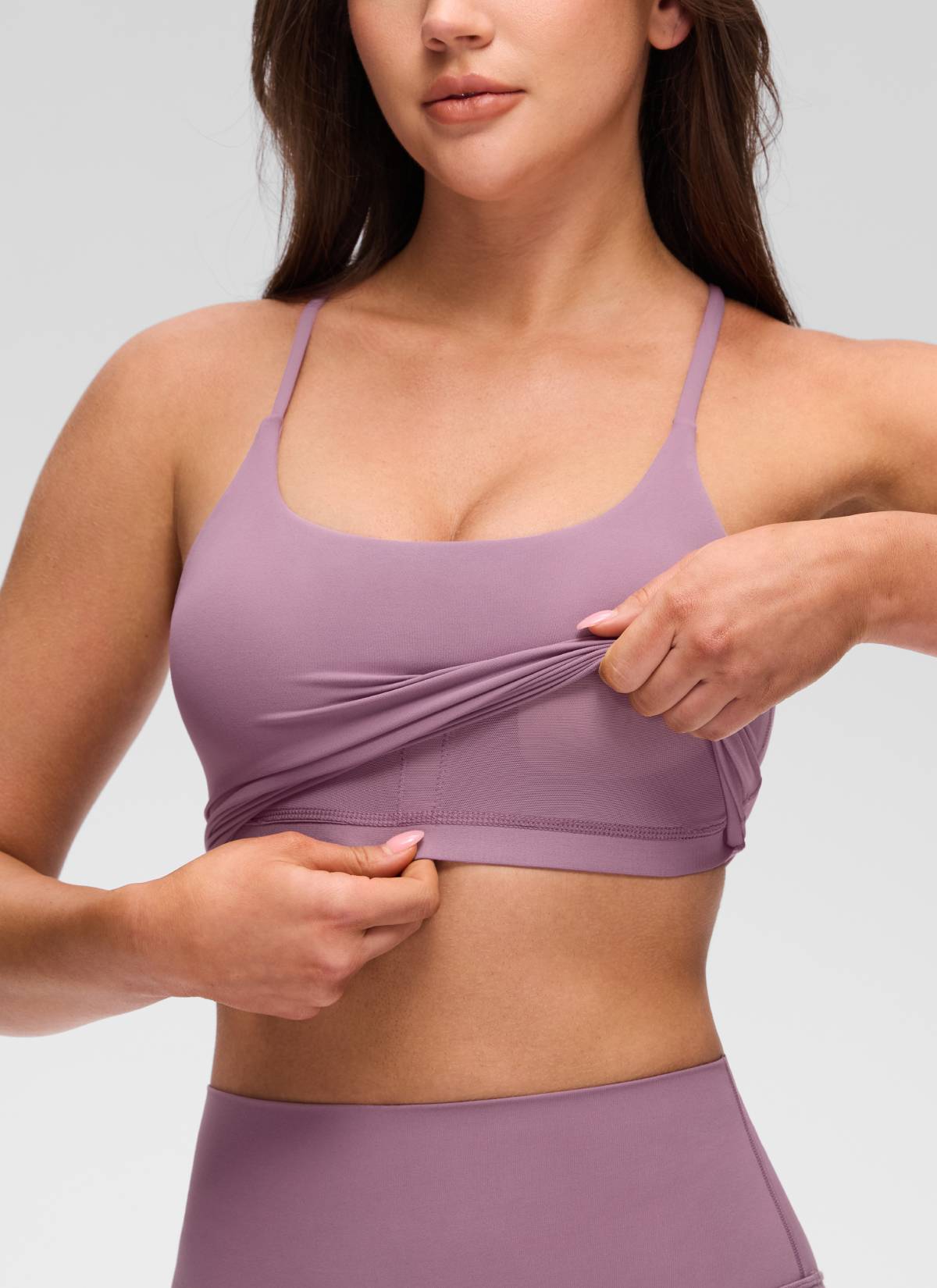CRZ YOGA Damen Butterluxe Verdrehter Rücken Crop Longline Tanktops Lavendel Hell