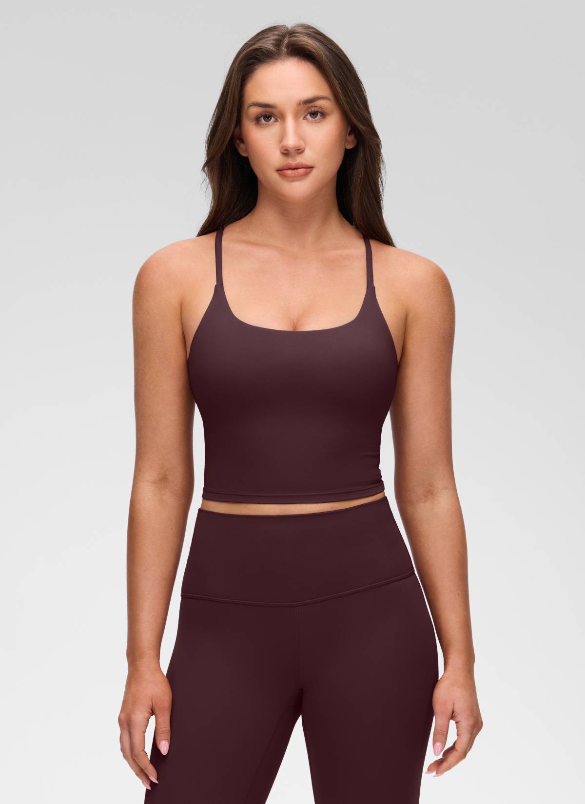 CRZ YOGA Damen Butterluxe Verdrehter Rücken Crop Longline Tanktops Reife Pflaume
