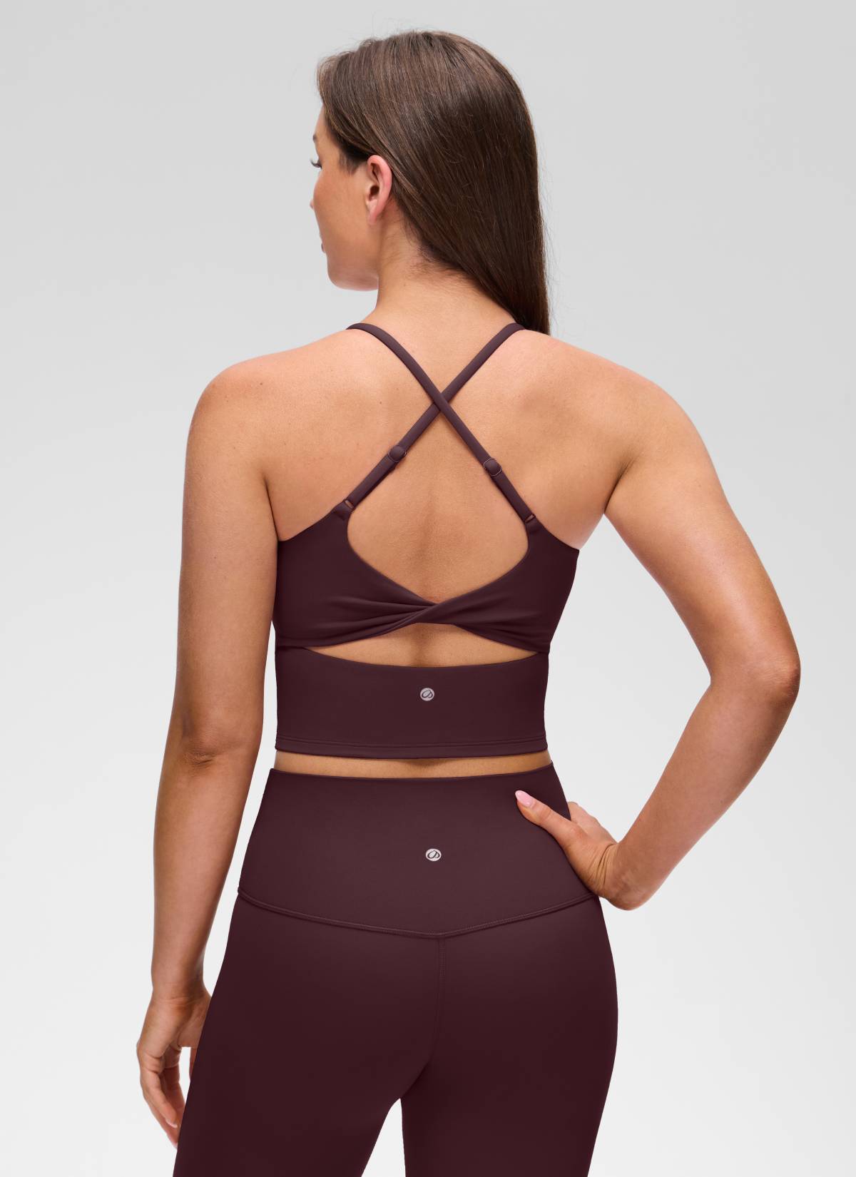 CRZ YOGA Damen Butterluxe Verdrehter Rücken Crop Longline Tanktops Reife Pflaume