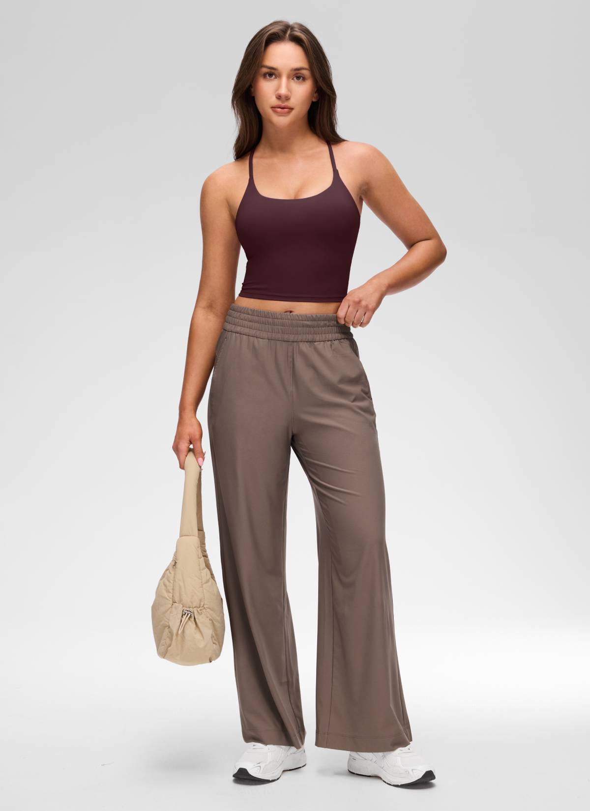 CRZ YOGA Damen Butterluxe Verdrehter Rücken Crop Longline Tanktops Reife Pflaume
