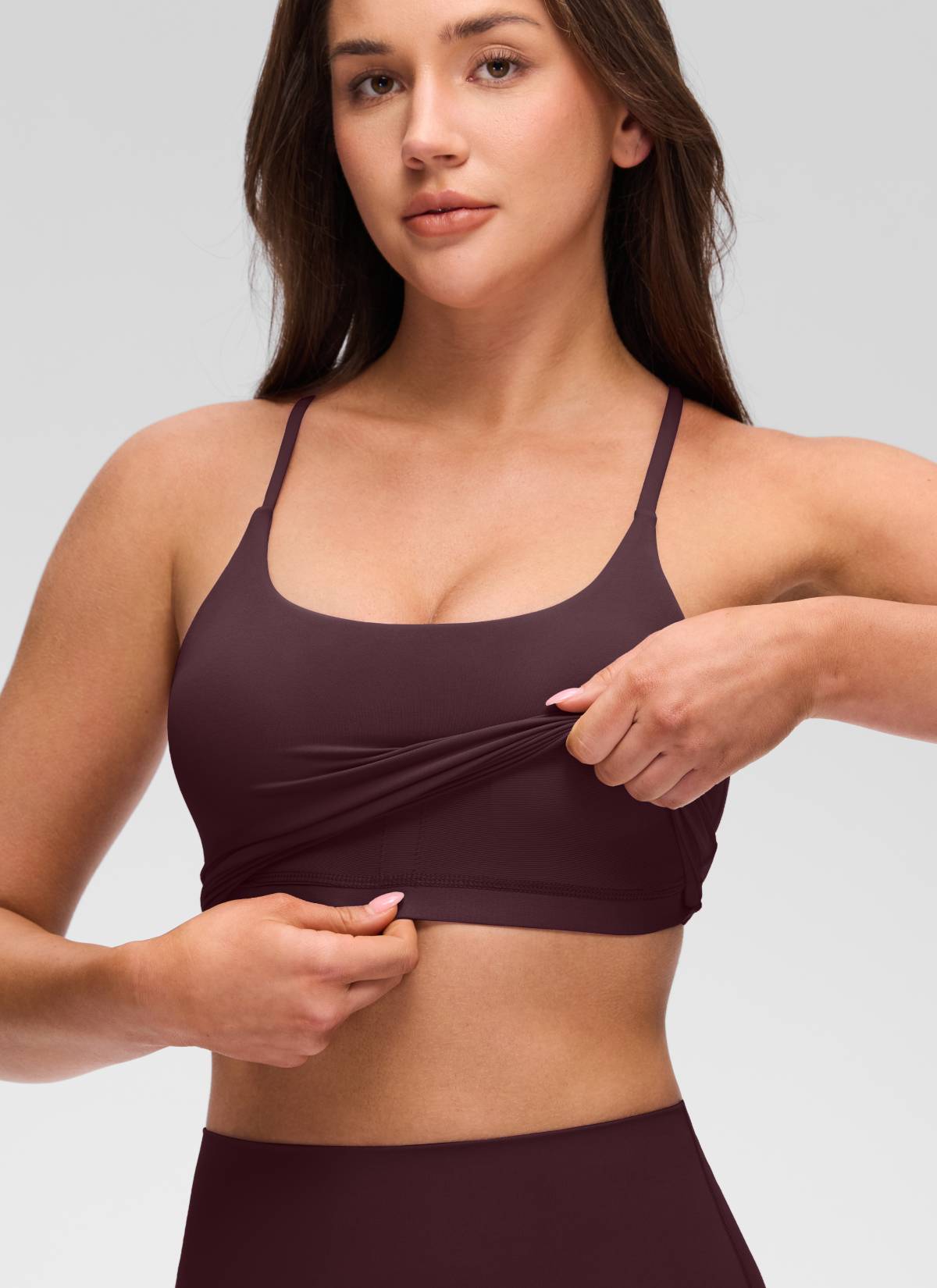 CRZ YOGA Damen Butterluxe Verdrehter Rücken Crop Longline Tanktops Reife Pflaume
