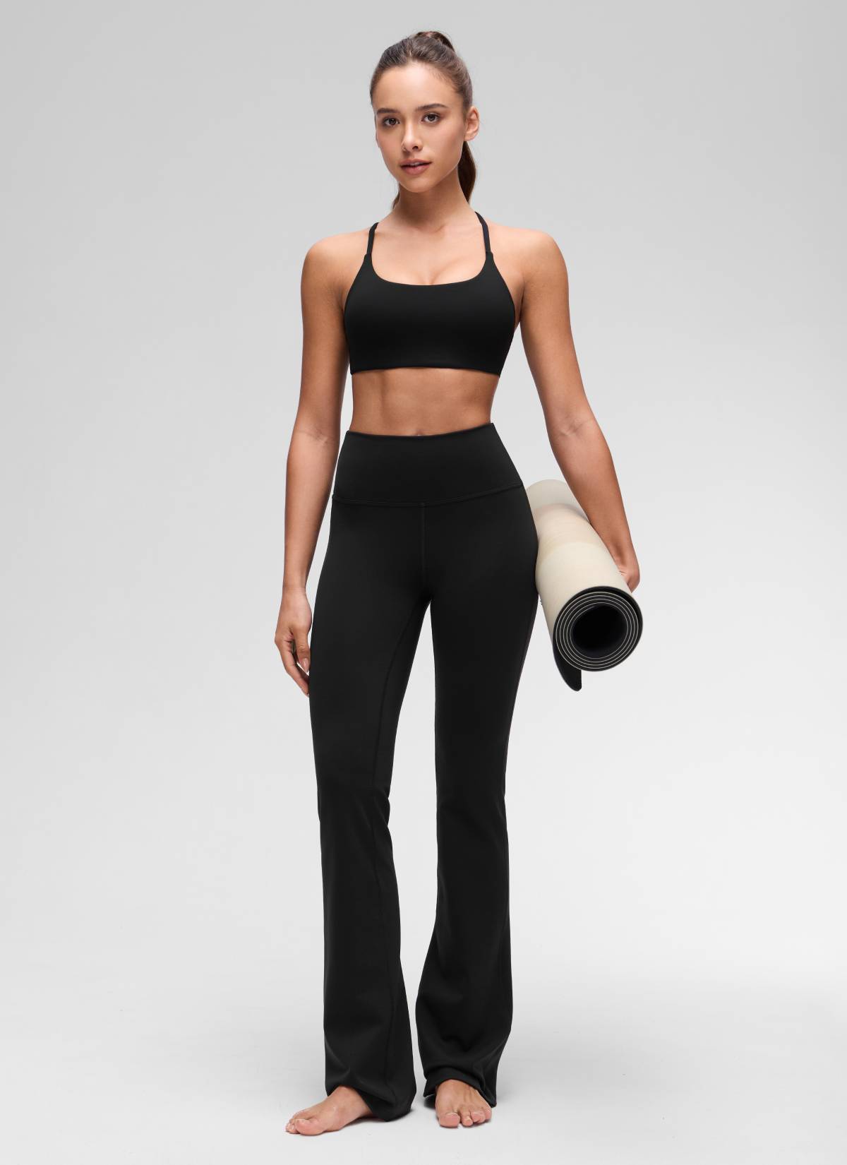 CRZ YOGA Damen Butterluxe Verdrehter Criss-Cross-Rücken Sports BHs Schwarz