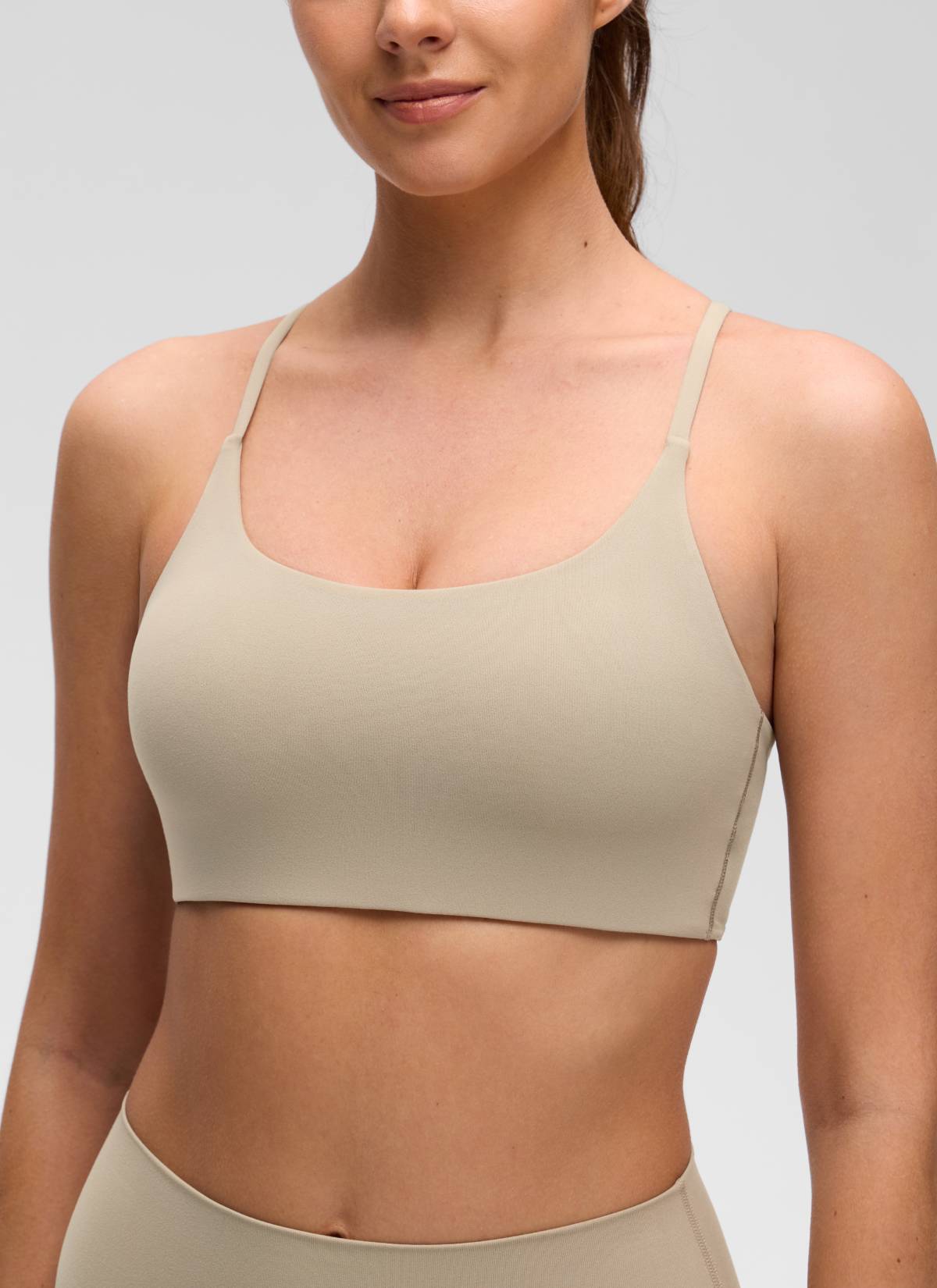 CRZ YOGA Damen Butterluxe Verdrehter Criss-Cross-Rücken Sports BHs Eiche