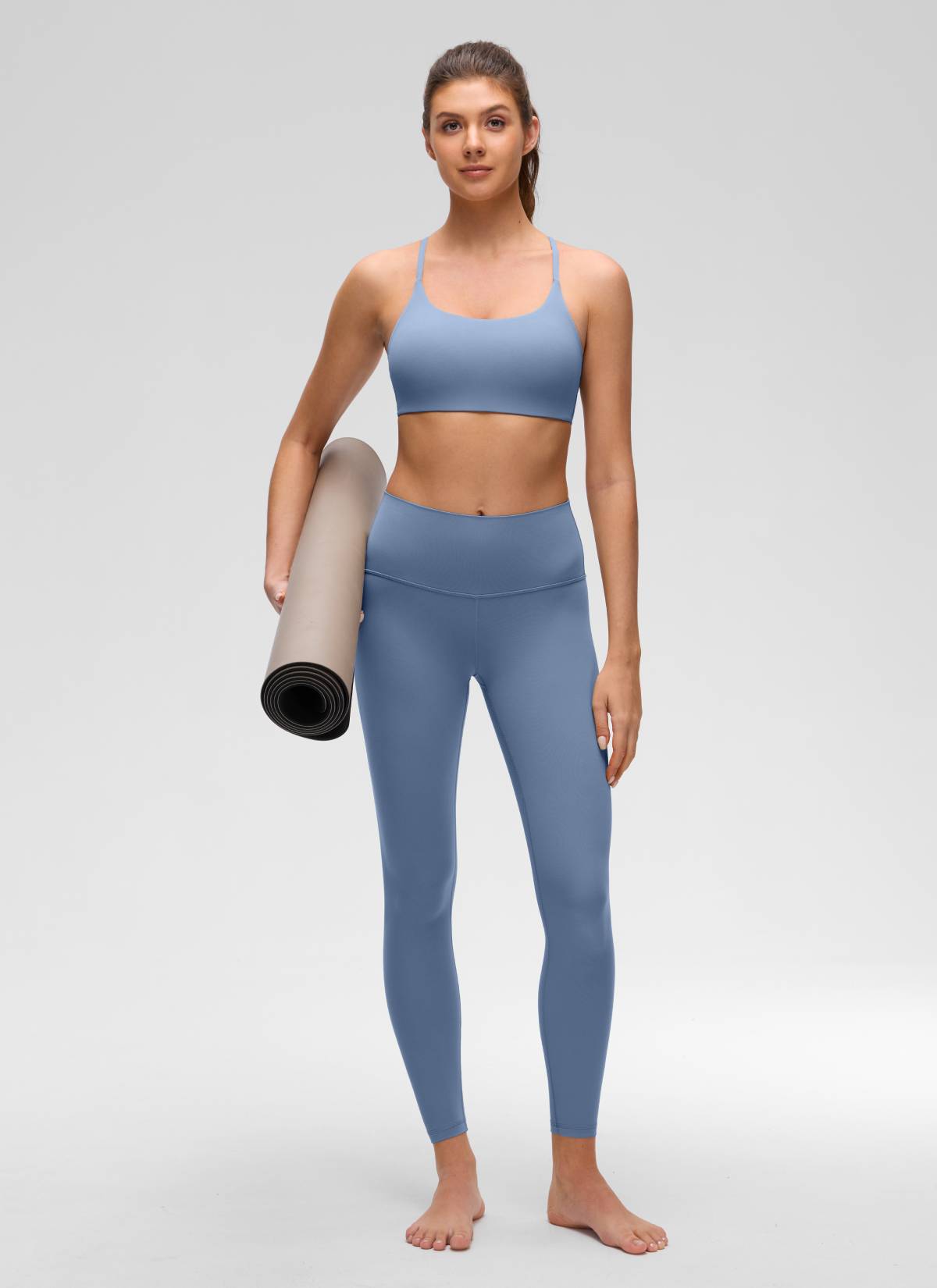 CRZ YOGA Damen Butterluxe Verdrehter Criss-Cross-Rücken Sports BHs Gewaschener Denim