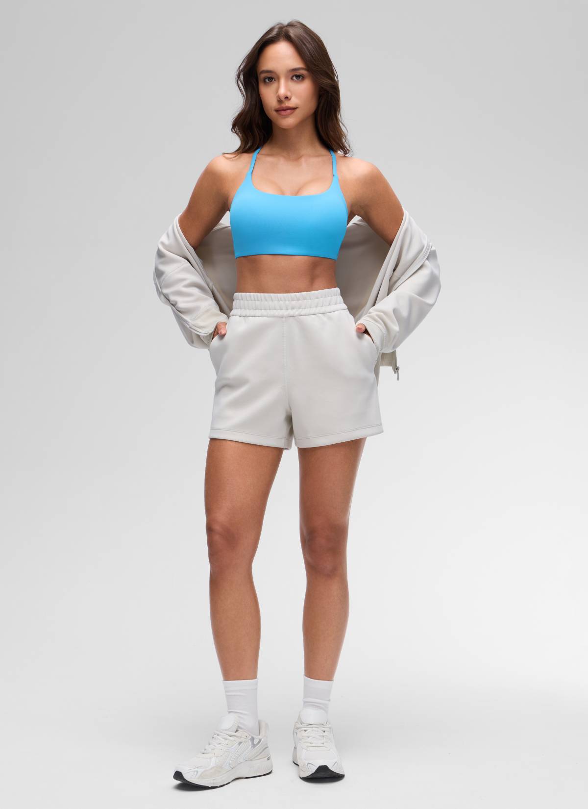 CRZ YOGA Damen Butterluxe Verdrehter Criss-Cross-Rücken Sports BHs Kajak Blau