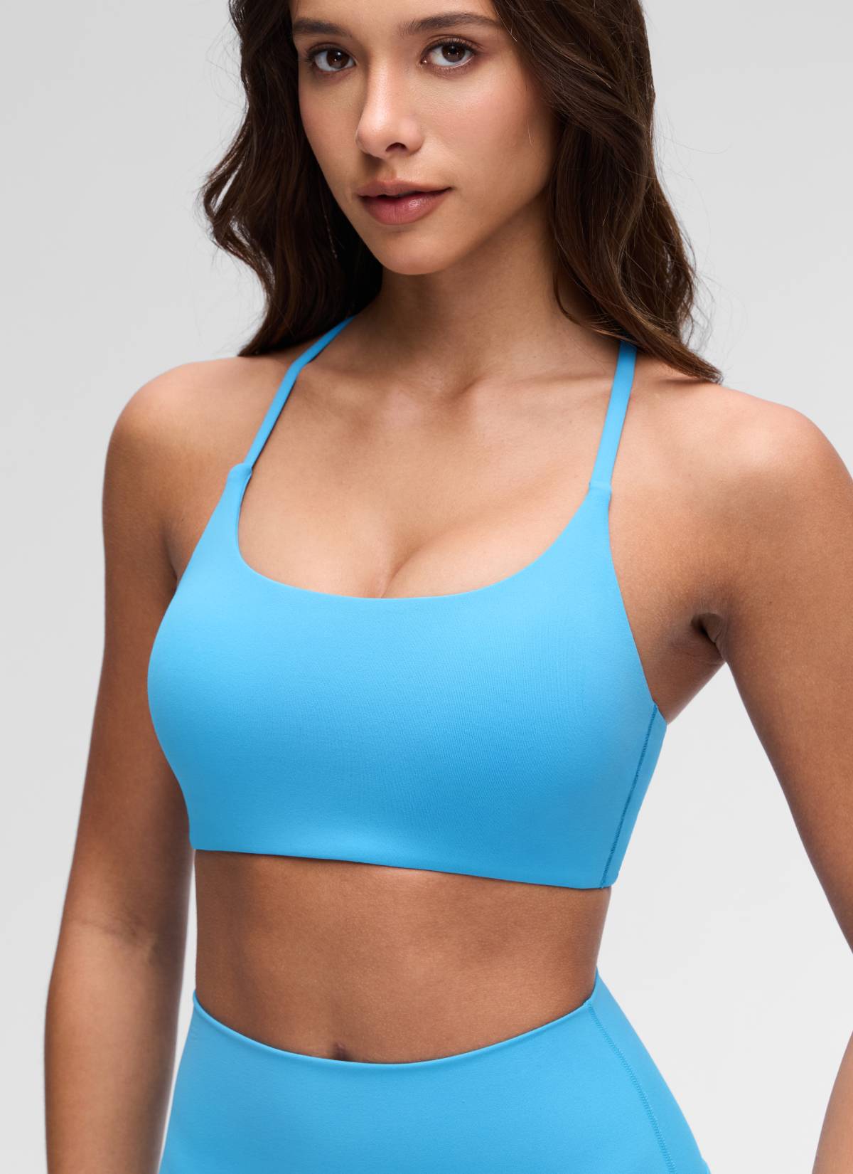 CRZ YOGA Damen Butterluxe Verdrehter Criss-Cross-Rücken Sports BHs Kajak Blau