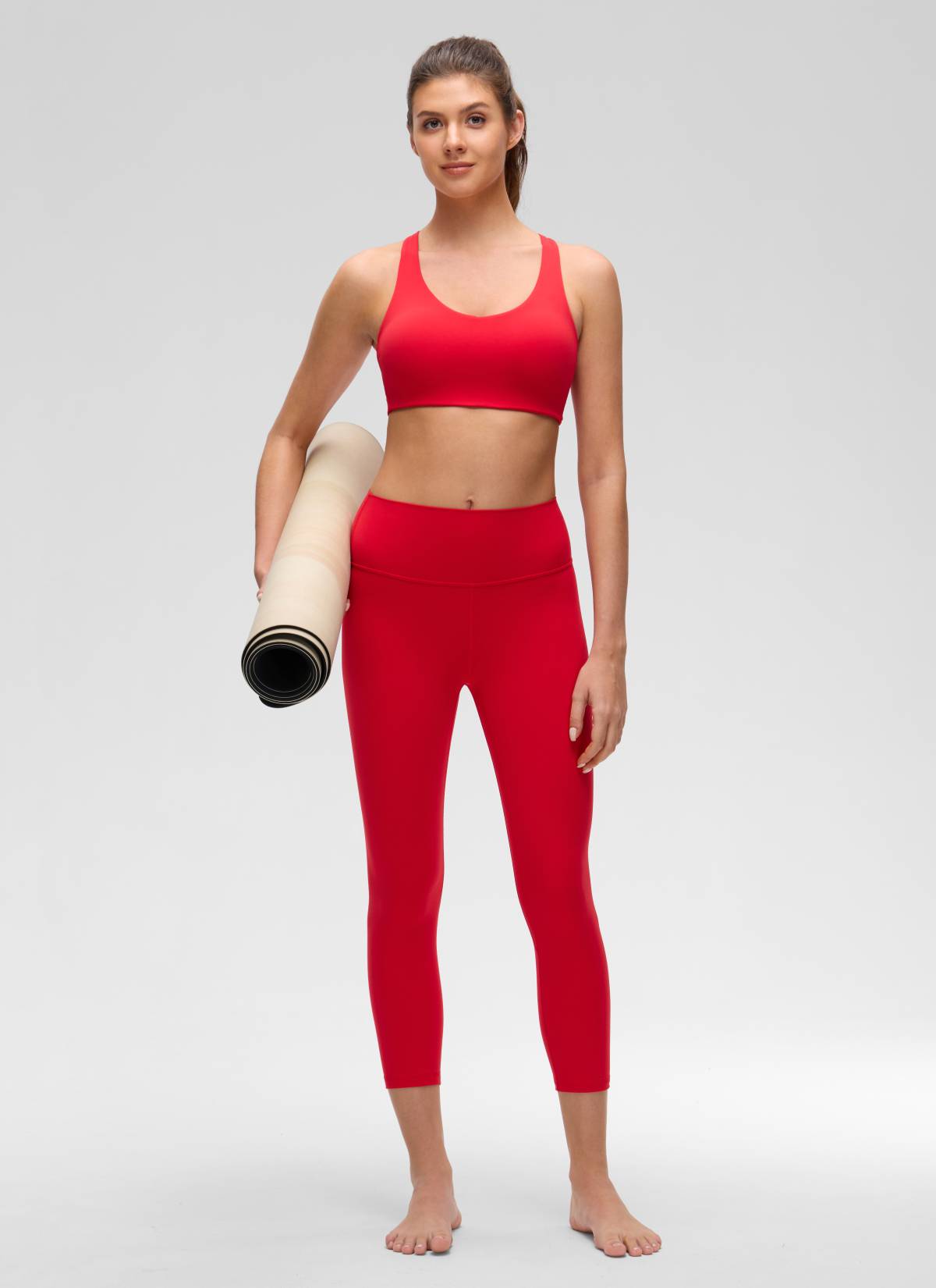 CRZ YOGA Women's Butterluxe Yoga V Neck Strappy Back Sports Bra Aurora Rot
