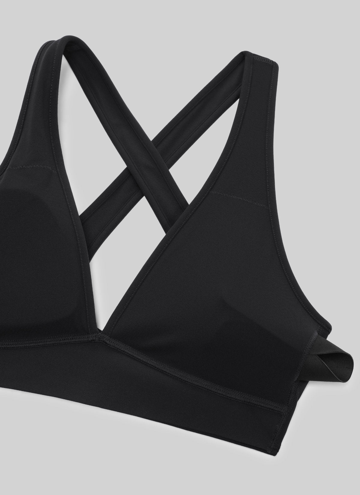 CRZ YOGA Damen Butterlift Tiefer V-Ausschnitt Breite Riemen Sports BHs Schwarz