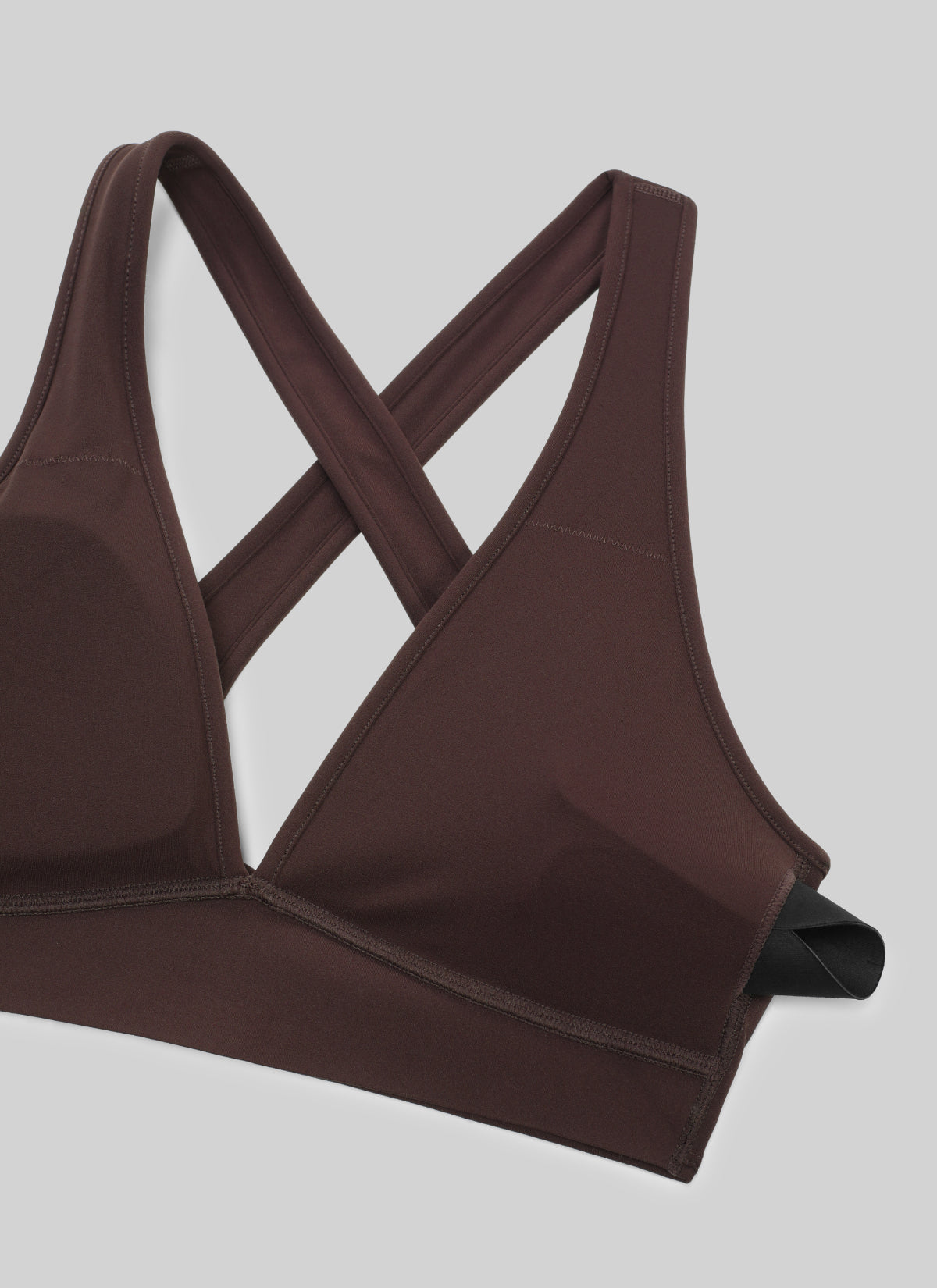 CRZ YOGA Damen Butterlift Tiefer V-Ausschnitt Breite Riemen Sports BHs Heißes Fudge-Brown