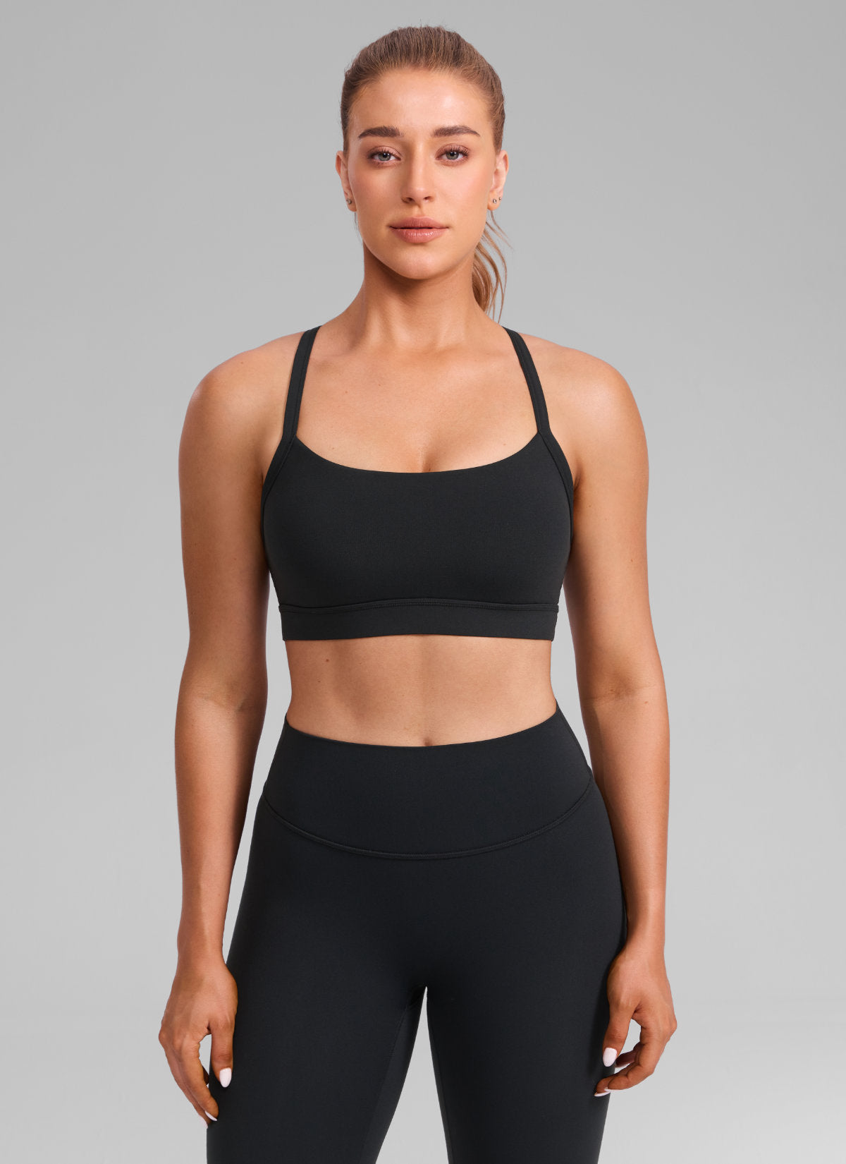 CRZ YOGA Damen Butterlift Verstellbare Dünne Träger Kreuzrücken BHs Schwarz