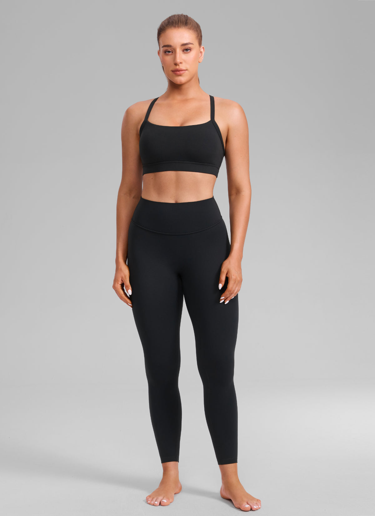 CRZ YOGA Damen Butterlift Verstellbare Dünne Träger Kreuzrücken BHs Schwarz