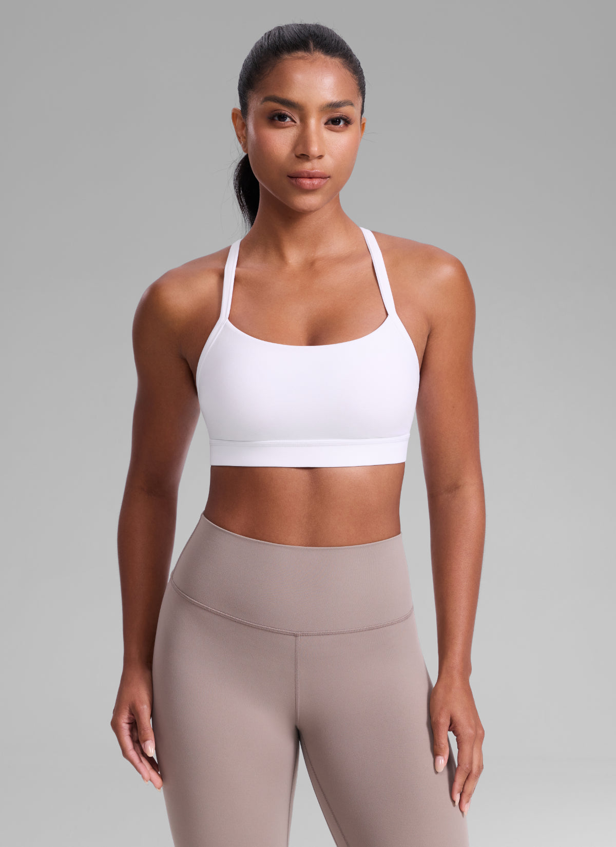 CRZ YOGA Damen Butterlift Verstellbare Dünne Träger Kreuzrücken BHs Weiss