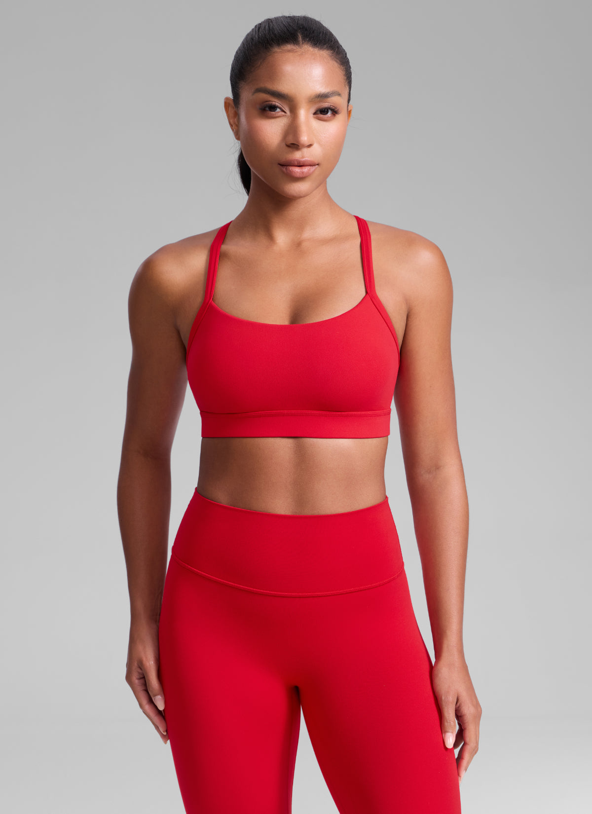 CRZ YOGA Damen Butterlift Verstellbare Dünne Träger Kreuzrücken BHs Aurora Rot @model_info:Crystal