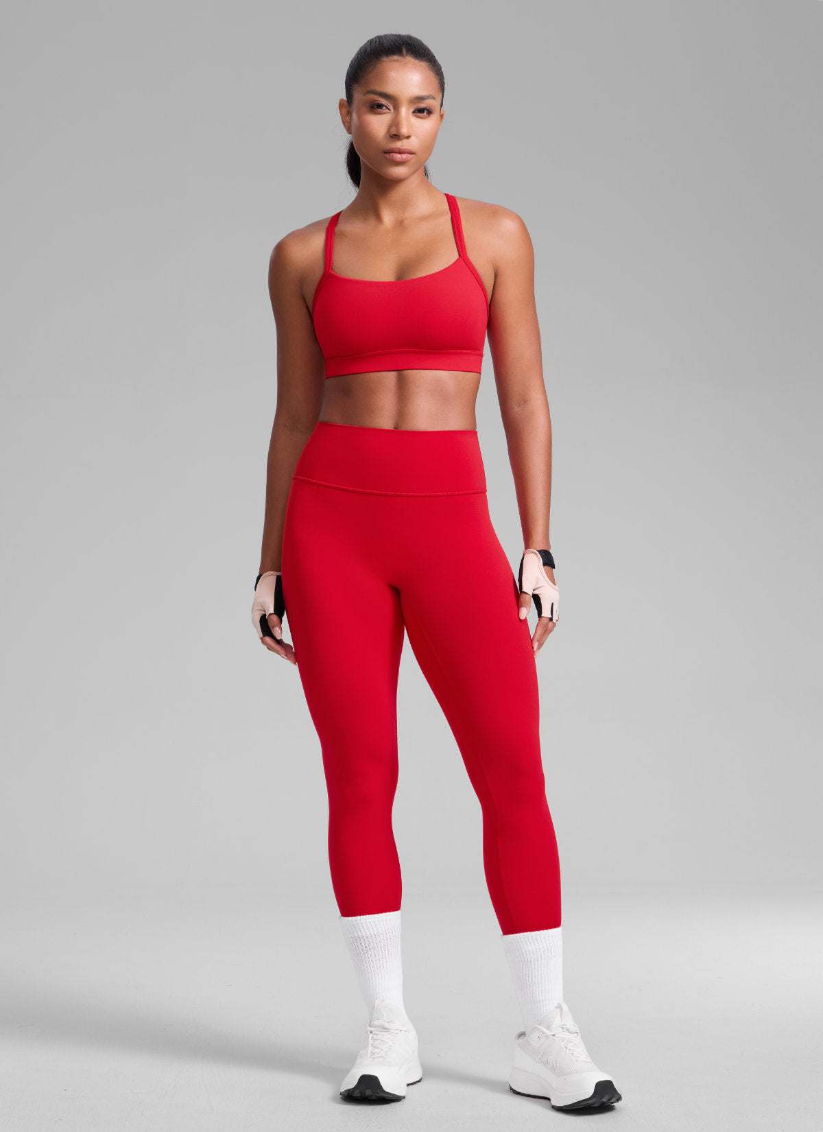 CRZ YOGA Damen Butterlift Verstellbare Dünne Träger Kreuzrücken BHs Aurora Rot @model_info:Crystal
