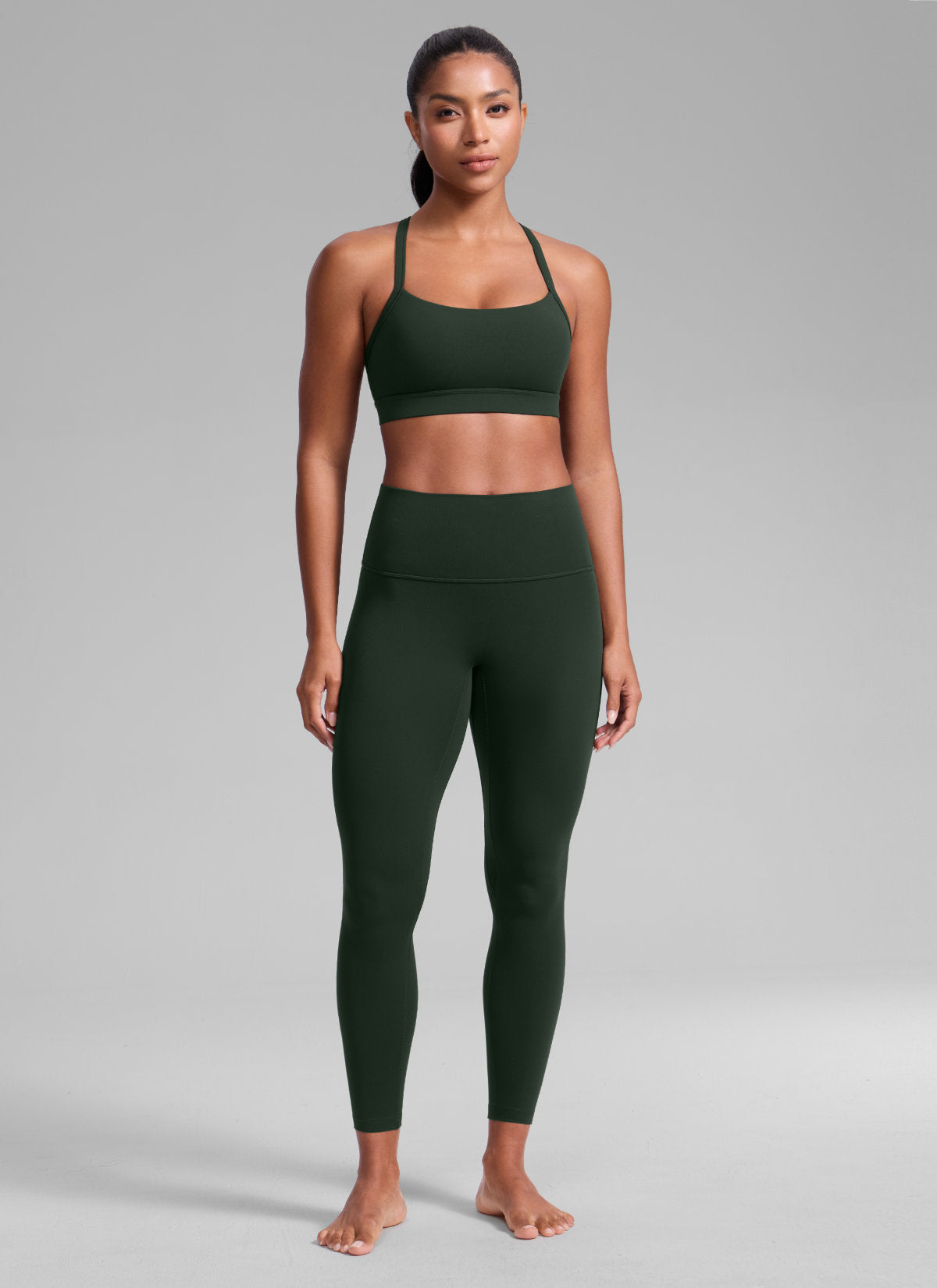 CRZ YOGA Damen Butterlift Verstellbare Dünne Träger Kreuzrücken BHs Legende Grün