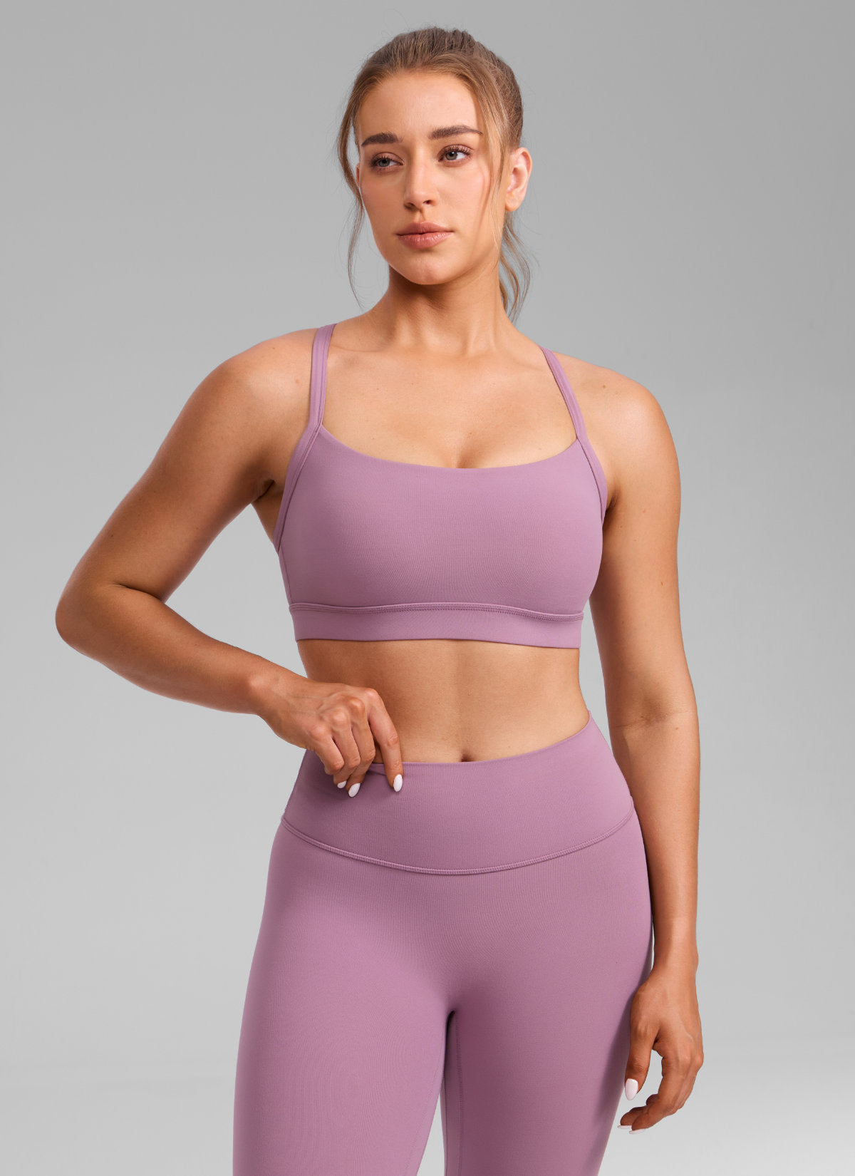 CRZ YOGA Damen Butterlift Verstellbare Dünne Träger Kreuzrücken BHs Lavendel Hell