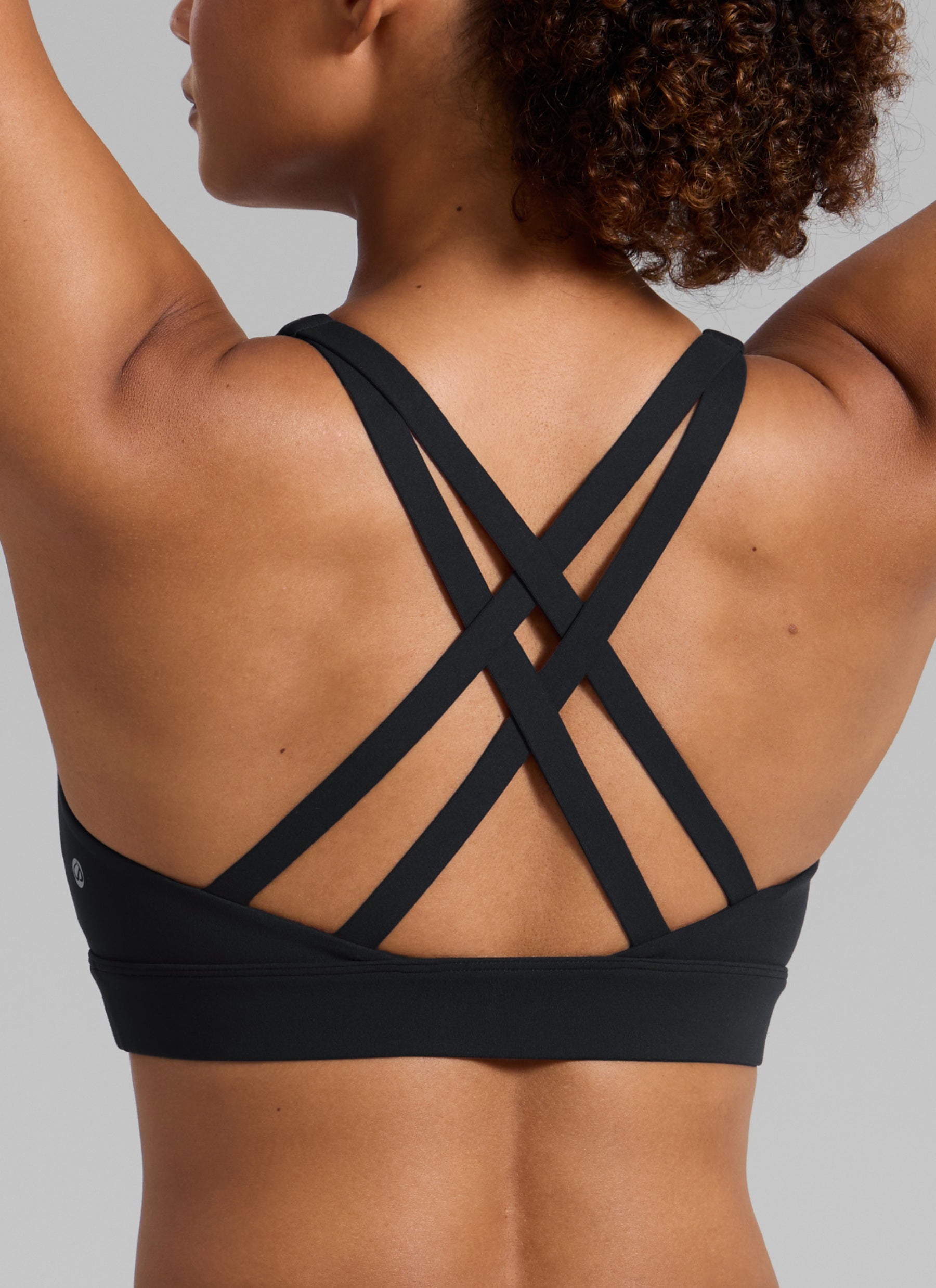 CRZ YOGA Damen Butterlift Breite Träger Kreuzrücken Sports BHs Schwarz @model_info:Barbara