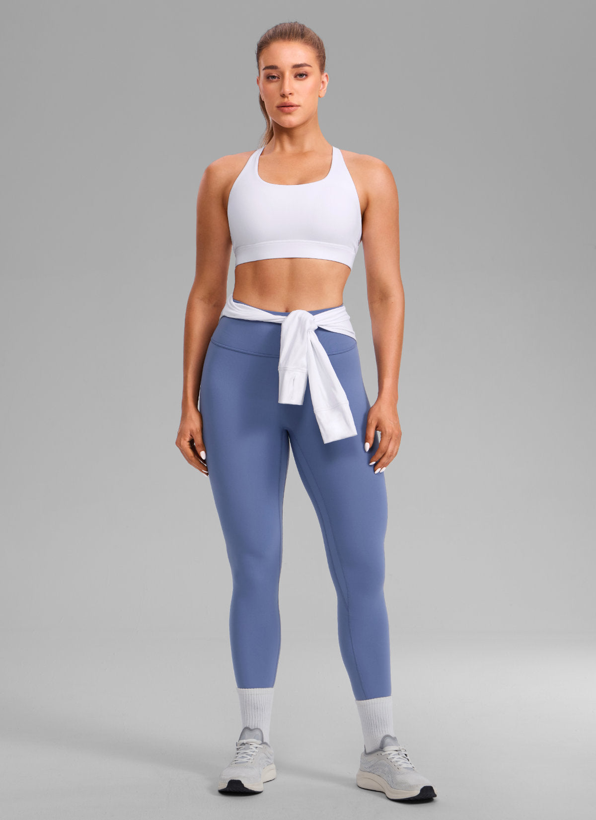 CRZ YOGA Damen Butterlift Breite Träger Kreuzrücken Sports BHs Weiss