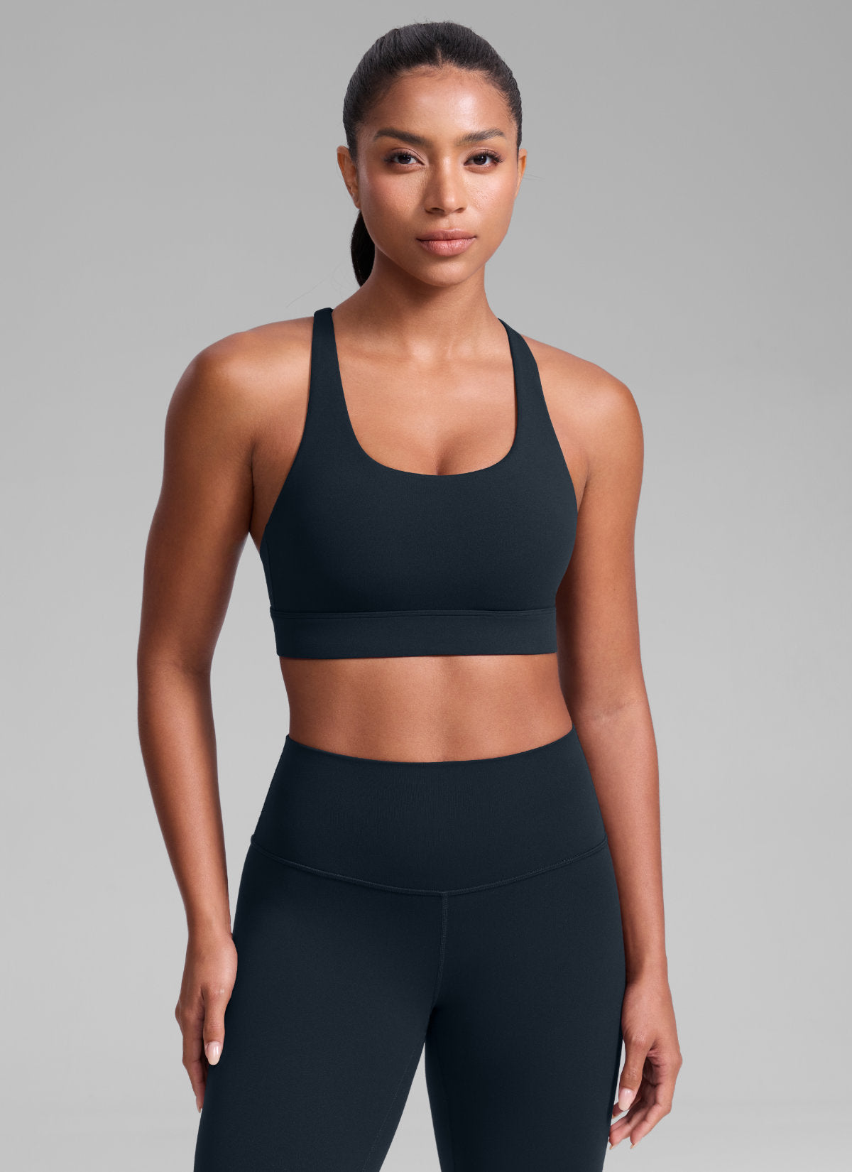 CRZ YOGA Damen Butterlift Breite Träger Kreuzrücken Sports BHs Echte Marine