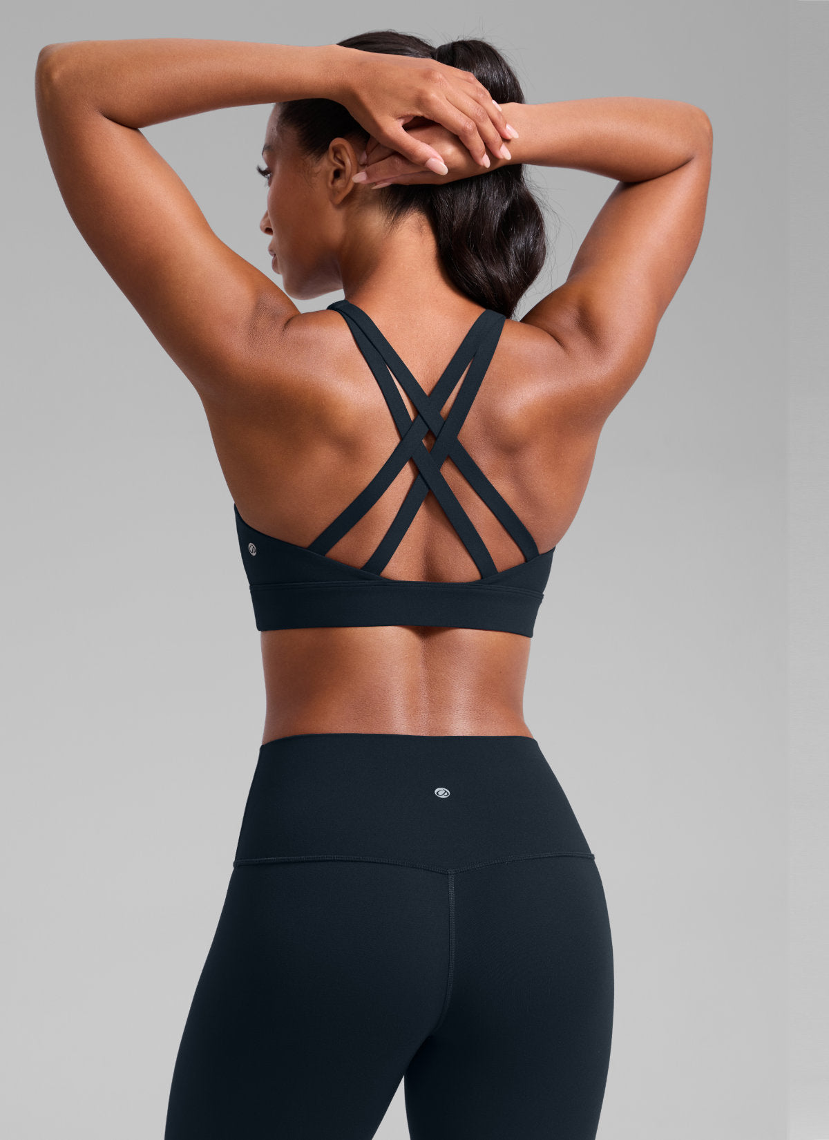 CRZ YOGA Damen Butterlift Breite Träger Kreuzrücken Sports BHs Echte Marine