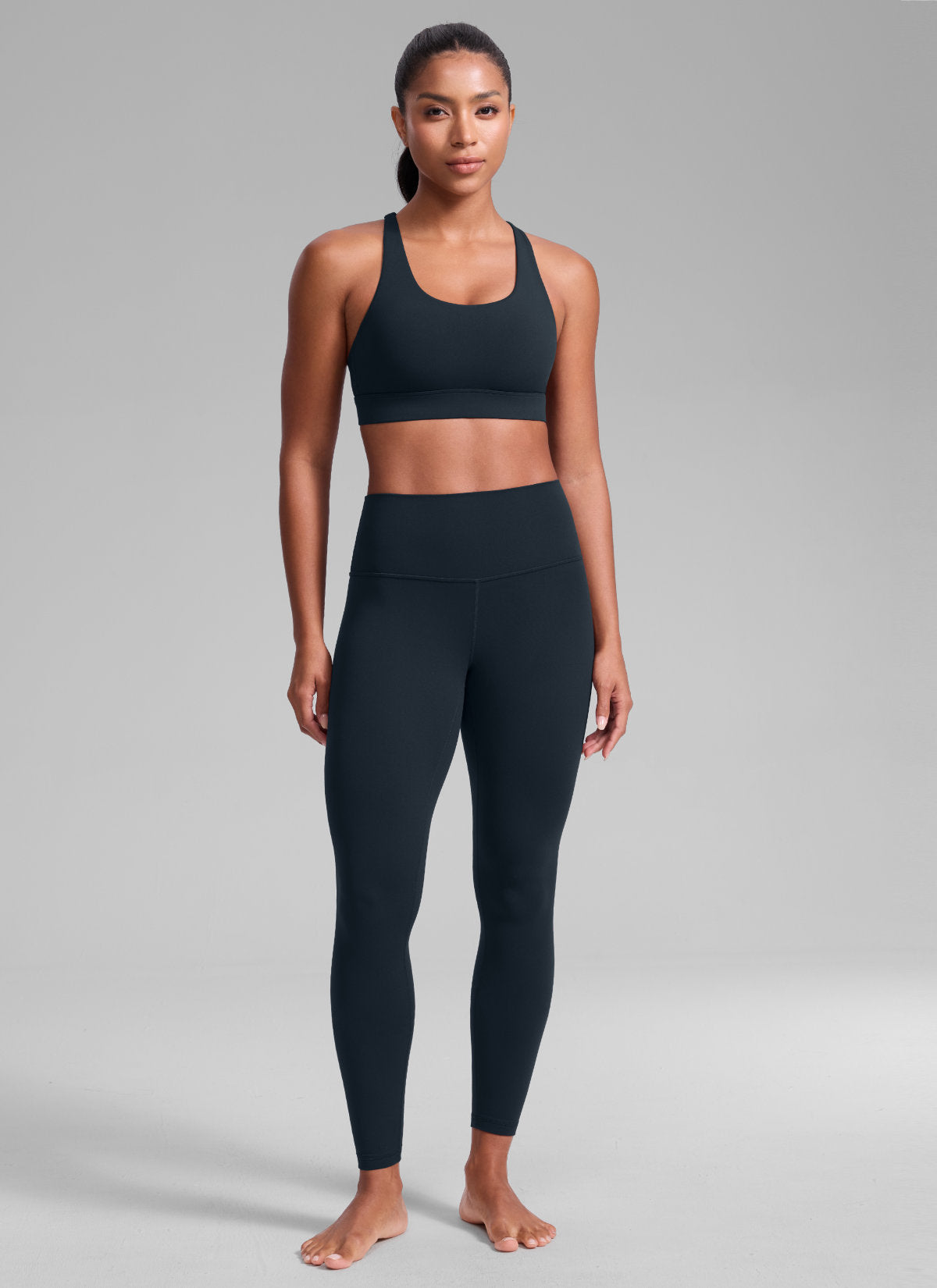 CRZ YOGA Damen Butterlift Breite Träger Kreuzrücken Sports BHs Echte Marine