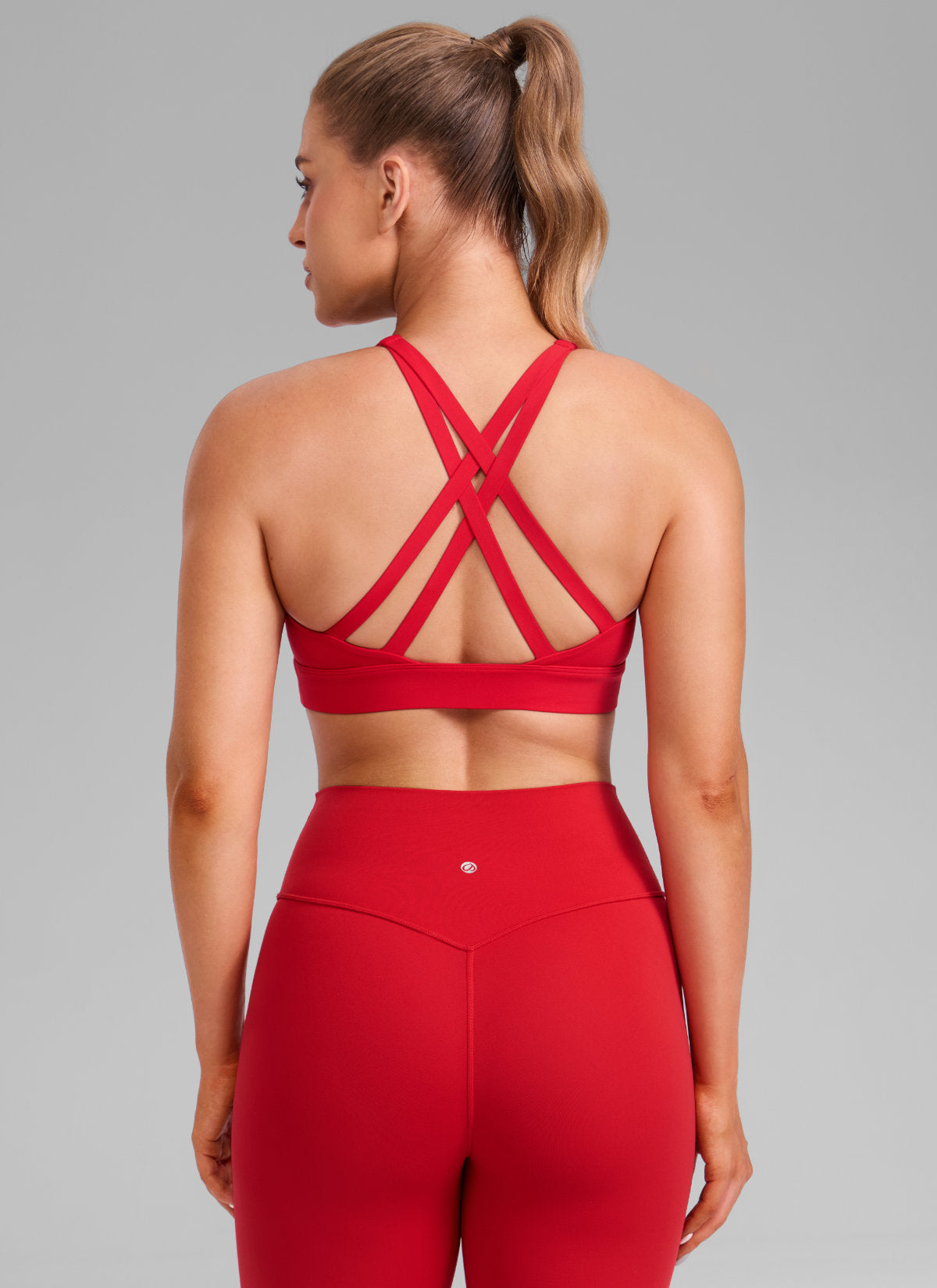 CRZ YOGA Damen Butterlift Breite Träger Kreuzrücken Sports BHs Aurora Rot